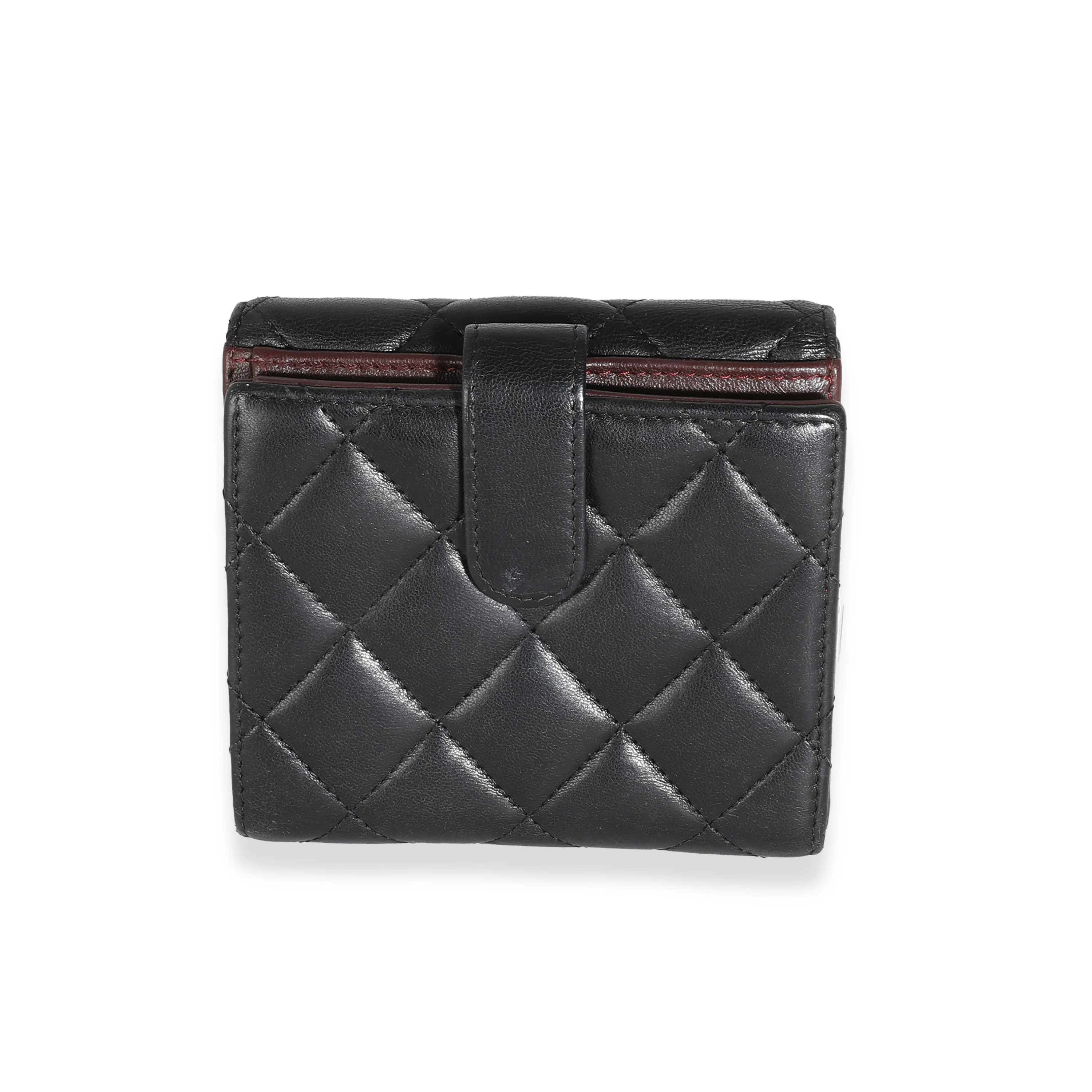 Black Quilted Lambskin Compact Wallet - Image 4