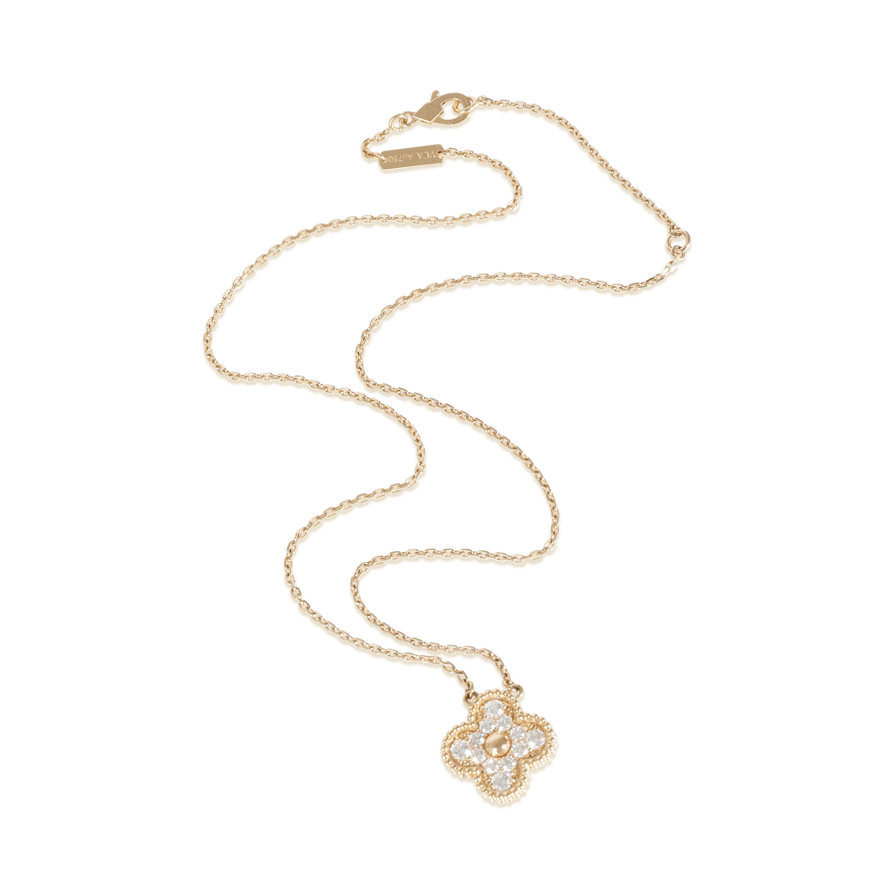 Vintage Alhambra Pendant Necklace in 18k Yellow Gold - Image 3