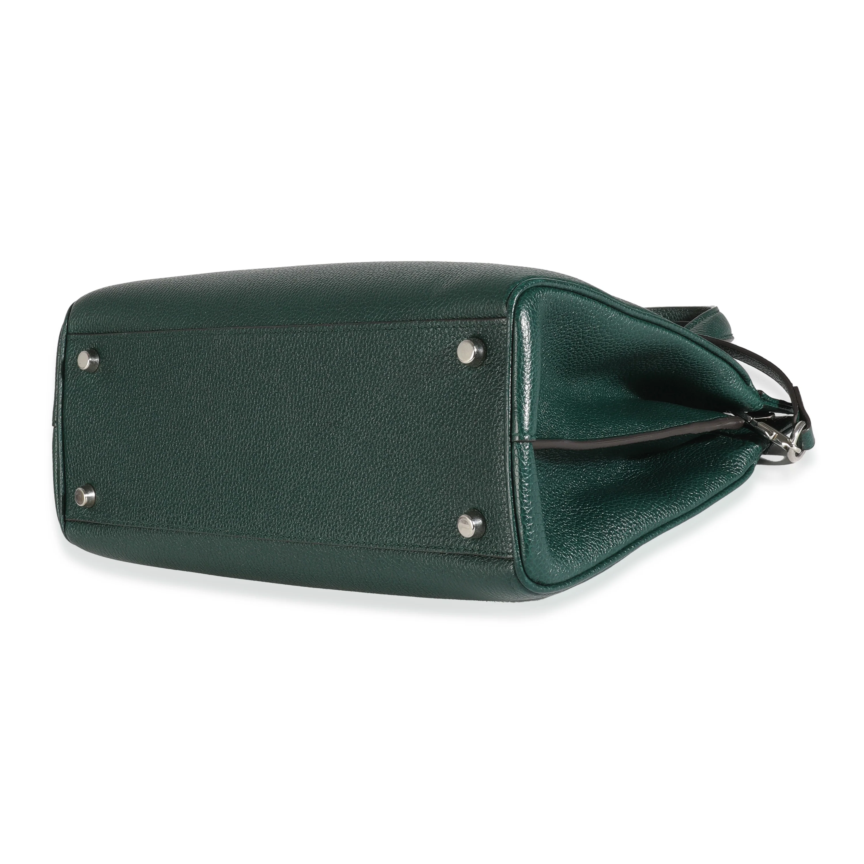 Dark Green Grainy Calfskin Small Zumi Top Handle Bag - Image 6