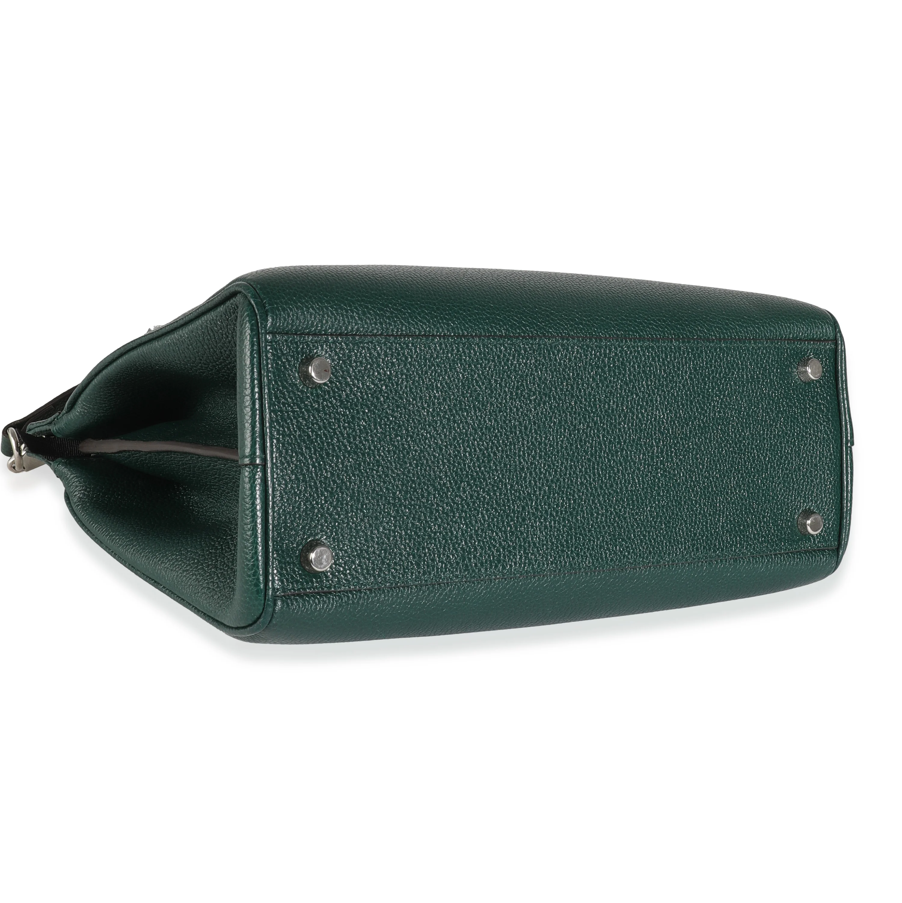 Dark Green Grainy Calfskin Small Zumi Top Handle Bag - Image 8
