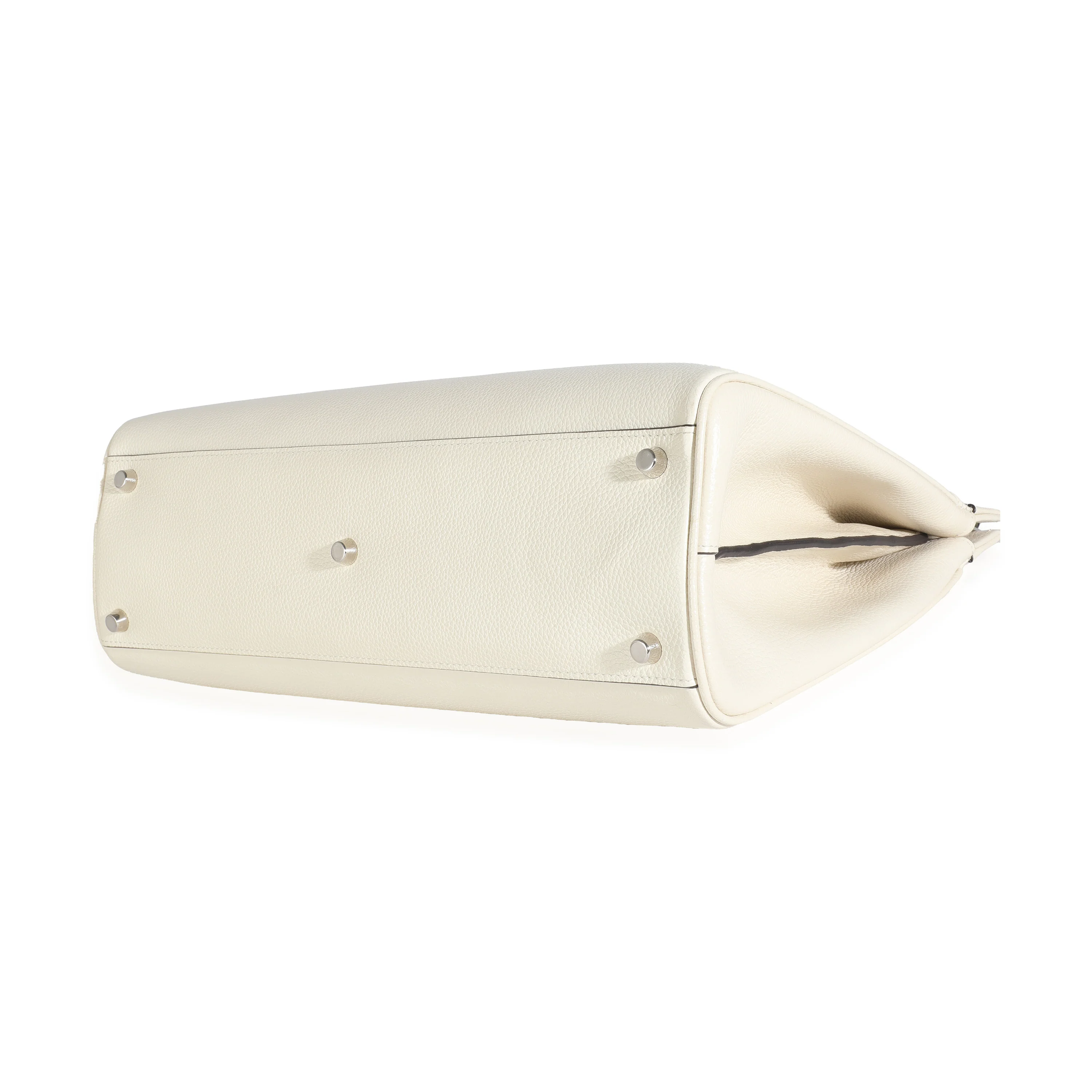 Mystic White Grainy Calfskin Medium Zumi Top Handle Bag - Image 6