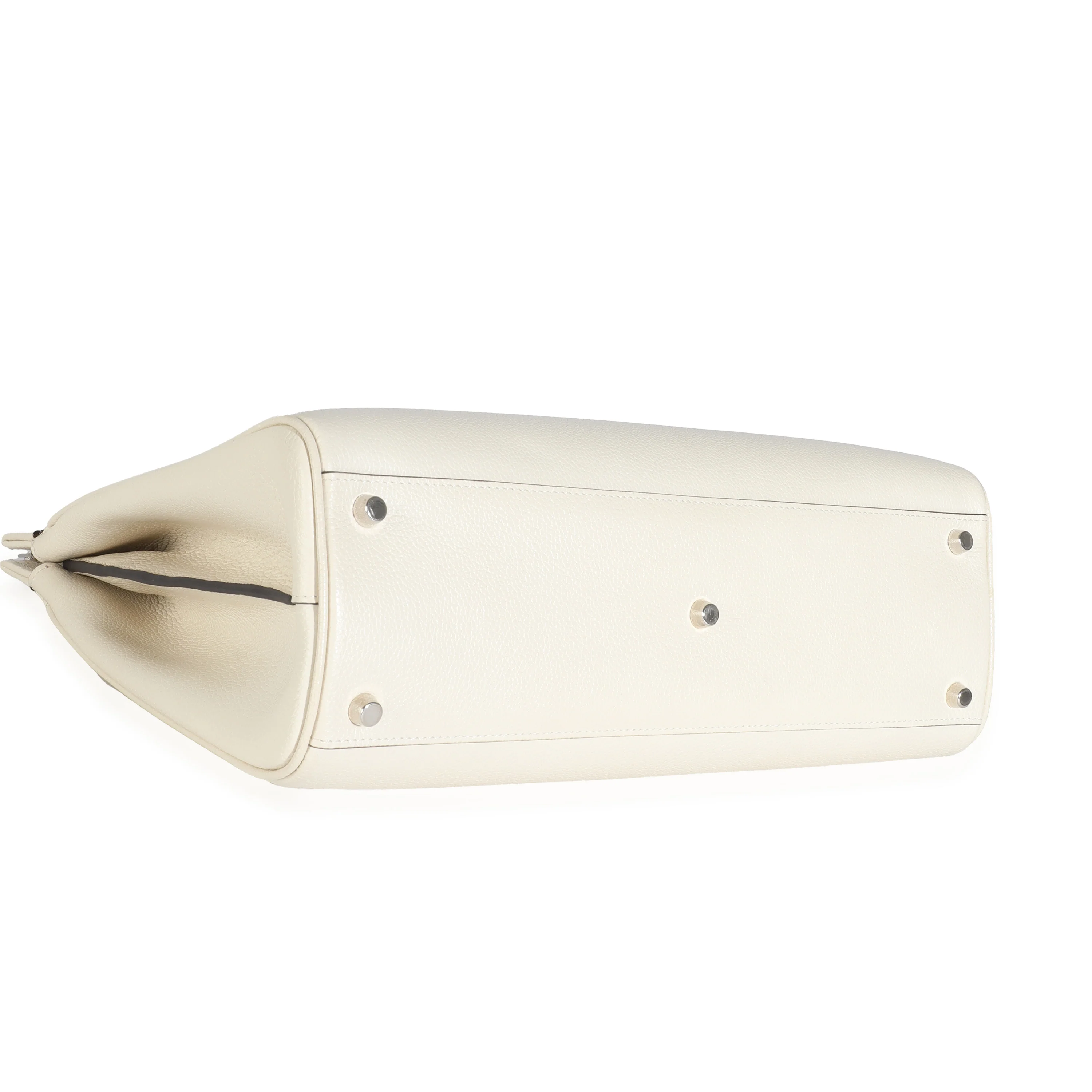 Mystic White Grainy Calfskin Medium Zumi Top Handle Bag - Image 8