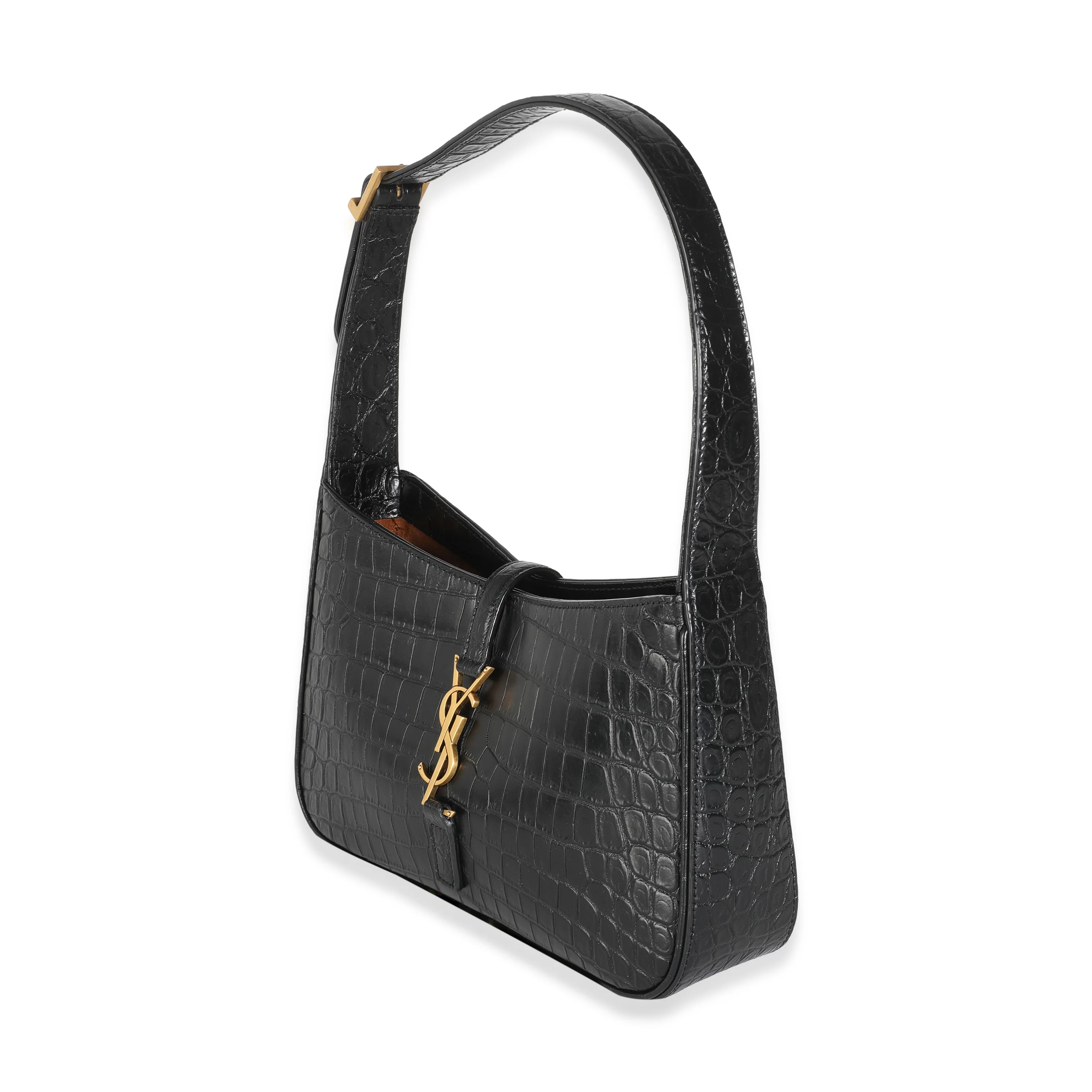 Black Crocodile Embossed Le 5 à 7 Hobo - Image 2