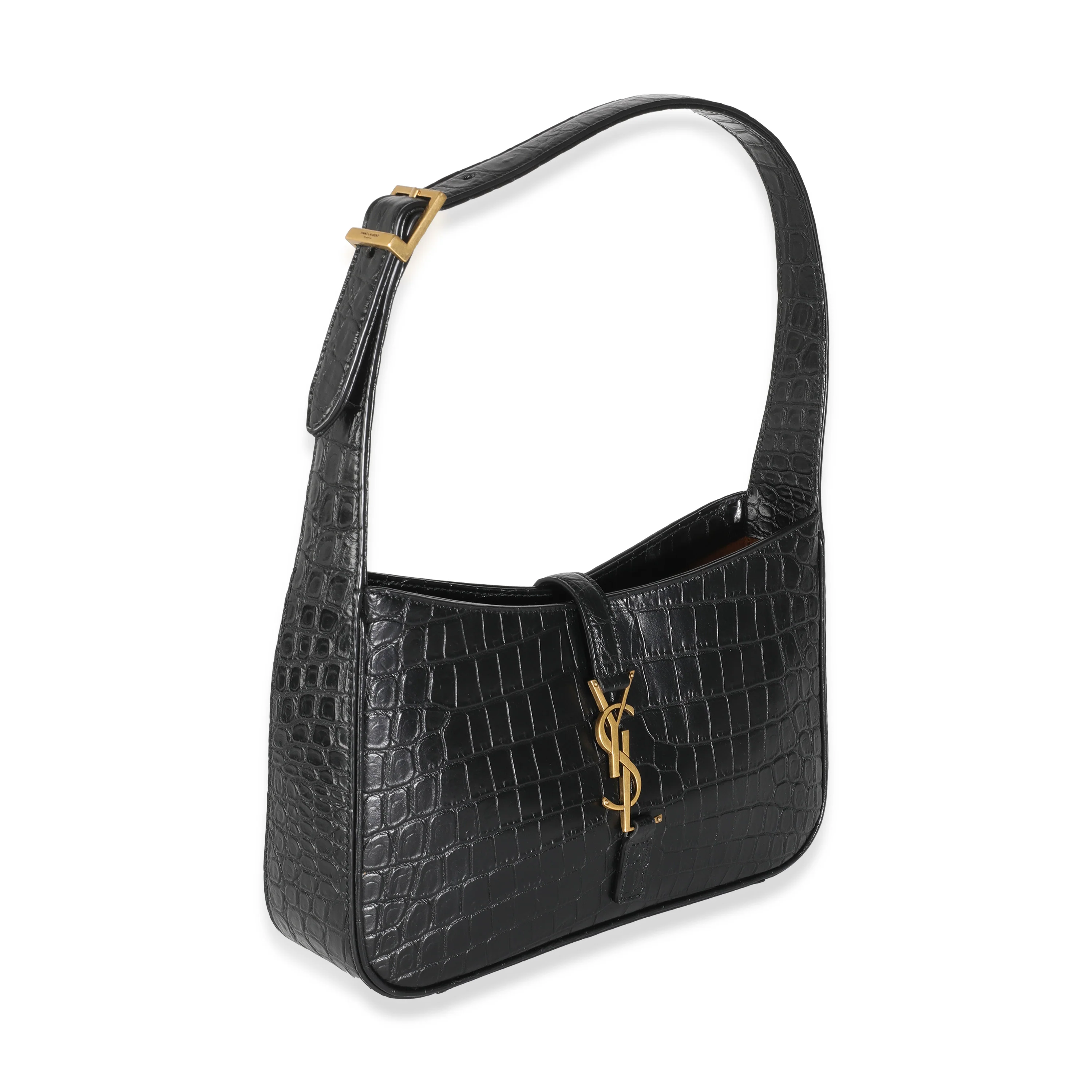 Black Crocodile Embossed Le 5 à 7 Hobo - Image 3