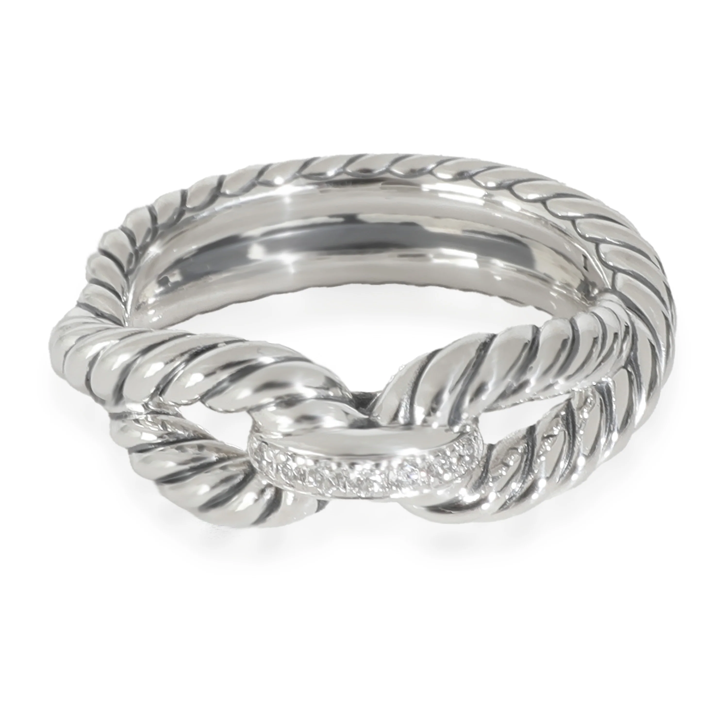 Cable Loop Ring in Sterling Silver 0.05 CTW