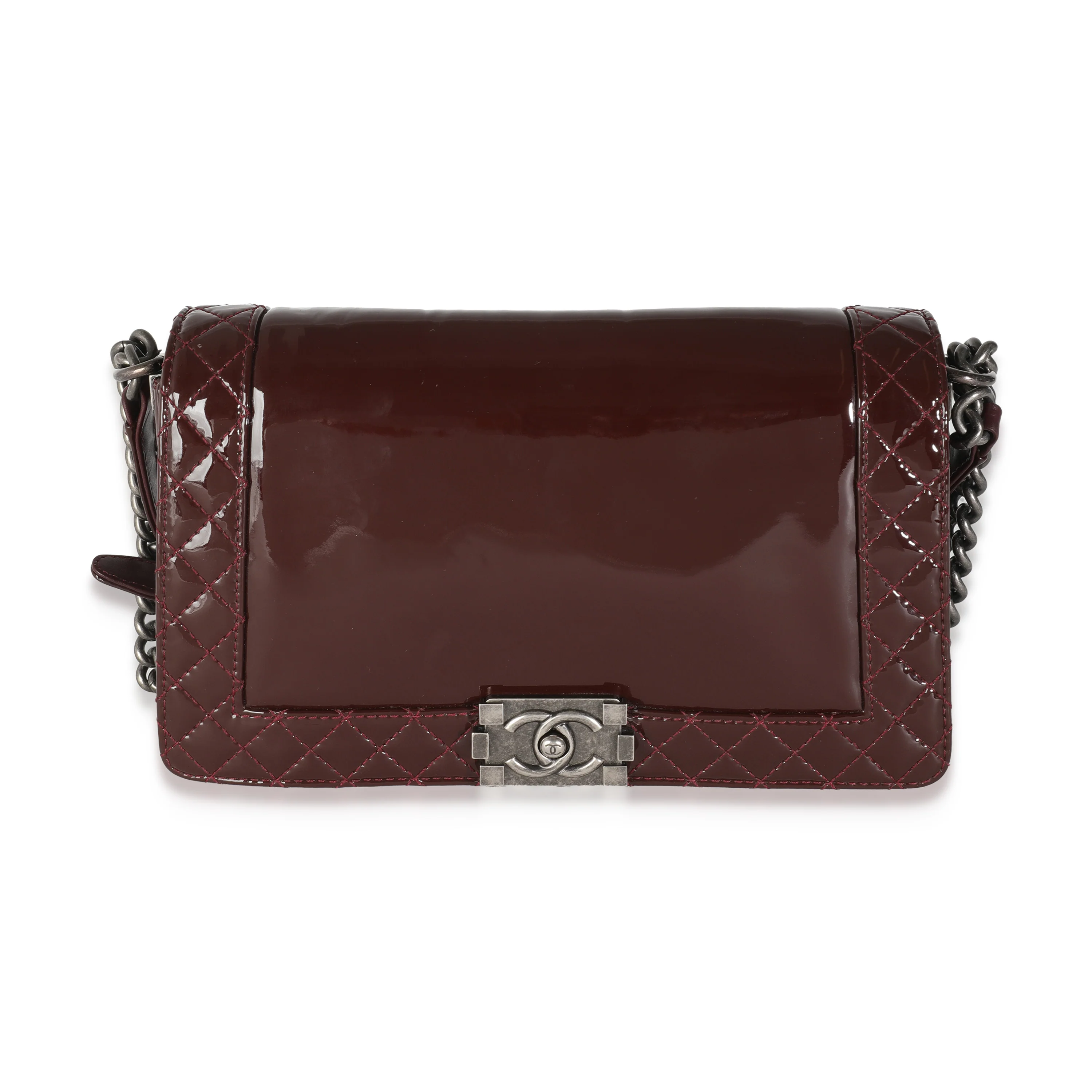 Burgundy Patent New Medium Boy Reverso Bag - Image 2