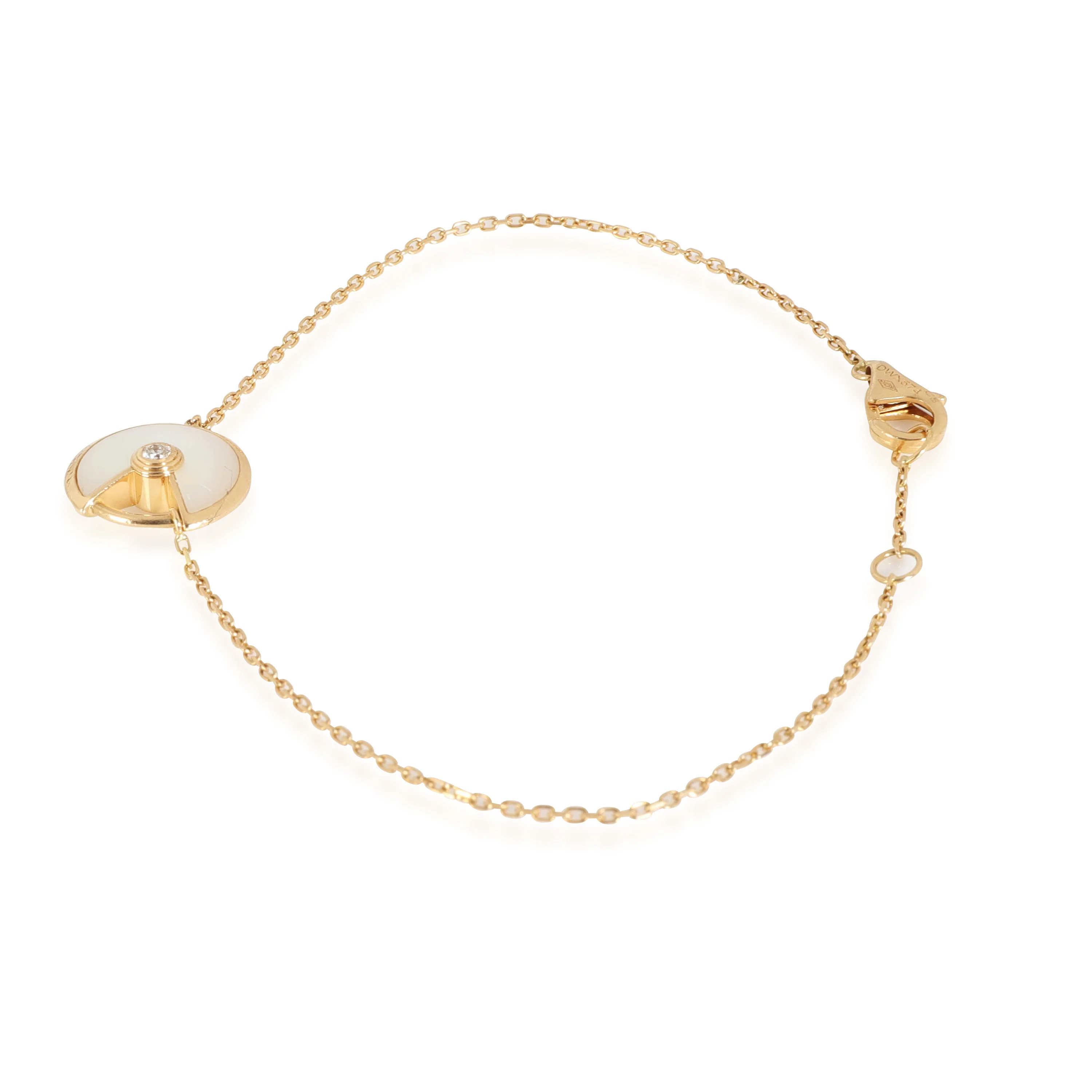 Amulette Bracelet With Mother Of Pearl, Diamonds, XS Model (Yellow Gold) - Image 2