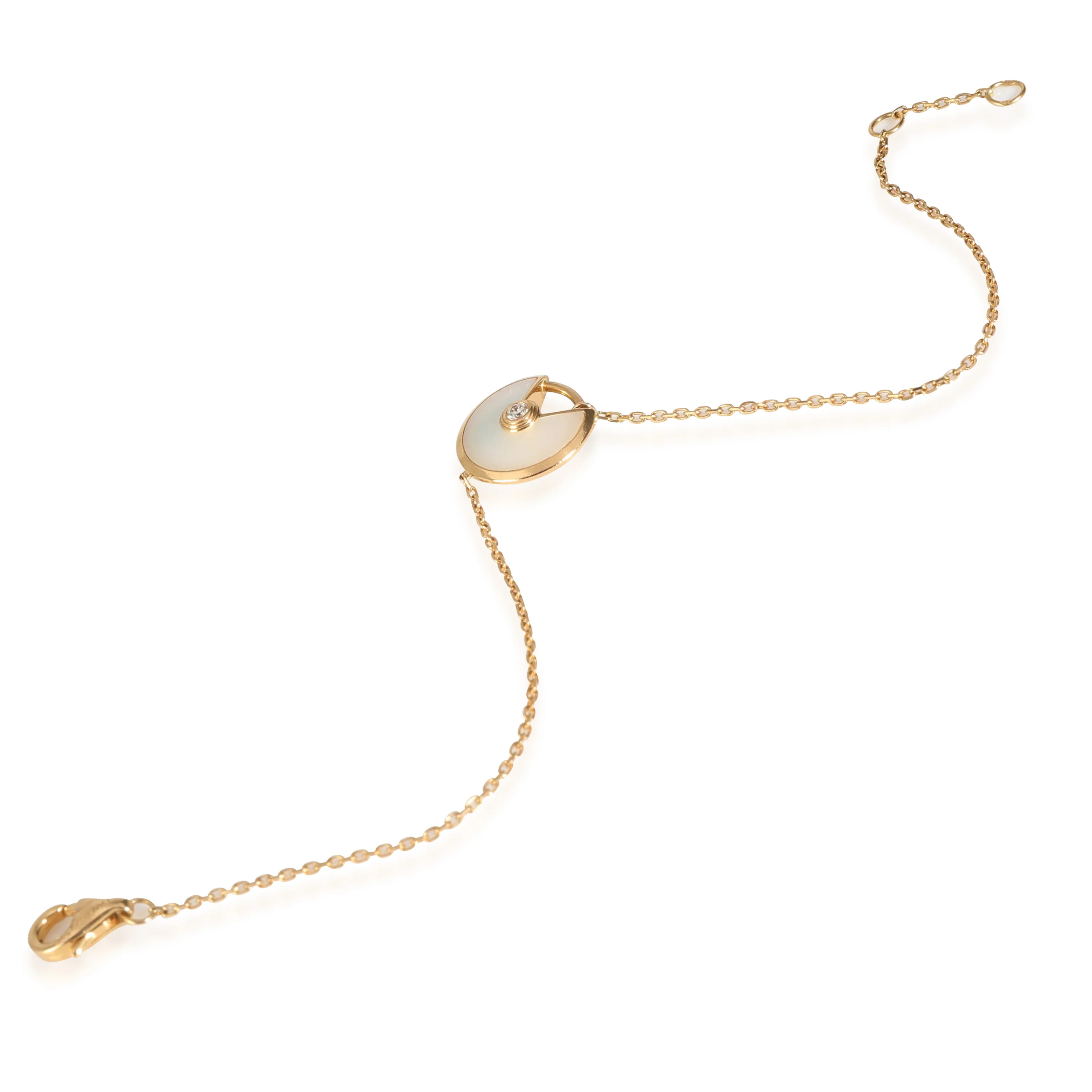 Amulette Bracelet With Mother Of Pearl, Diamonds, XS Model (Yellow Gold) - Image 3