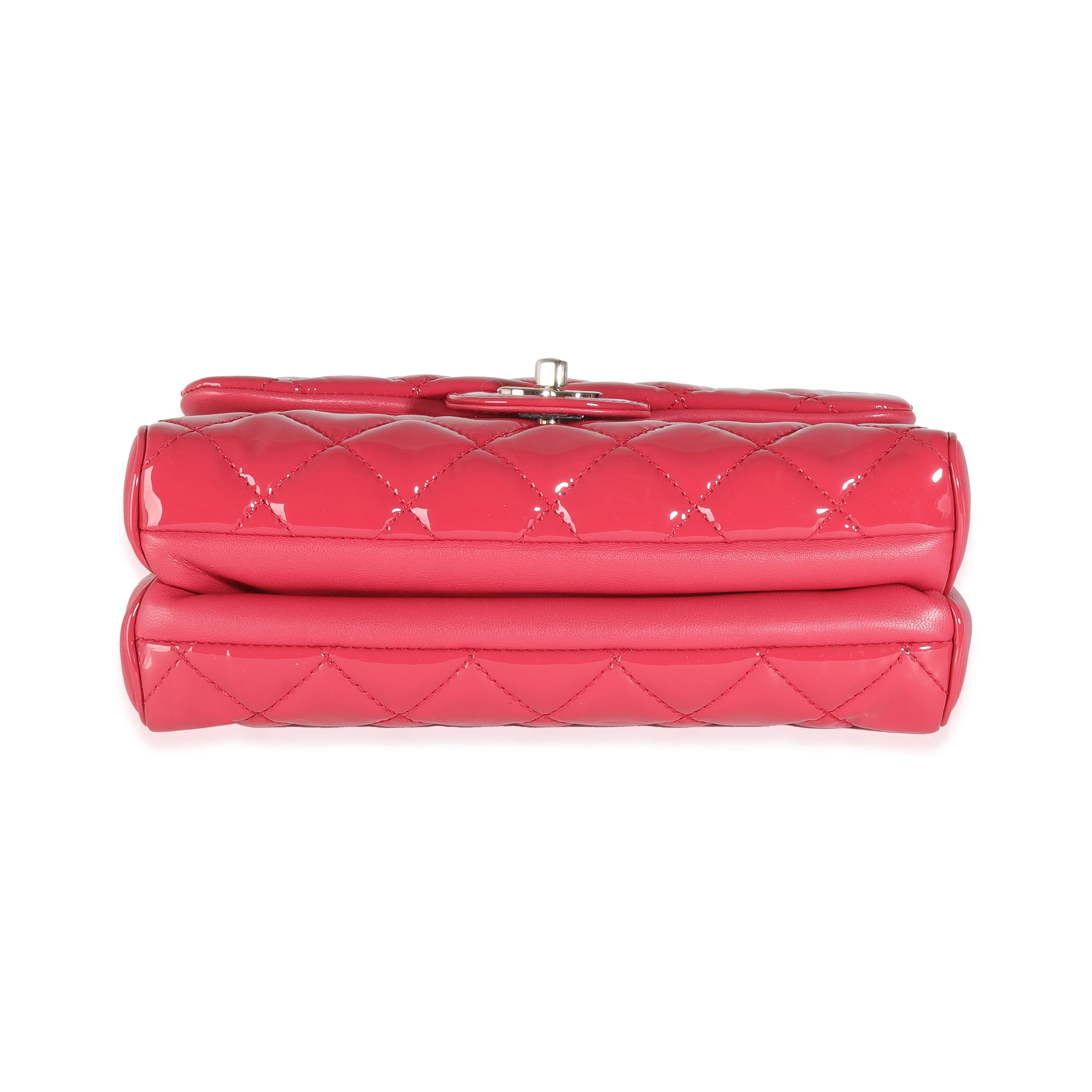 Dark Pink Quilted Patent Small Rock In Rome Single Flap Bag - Image 5