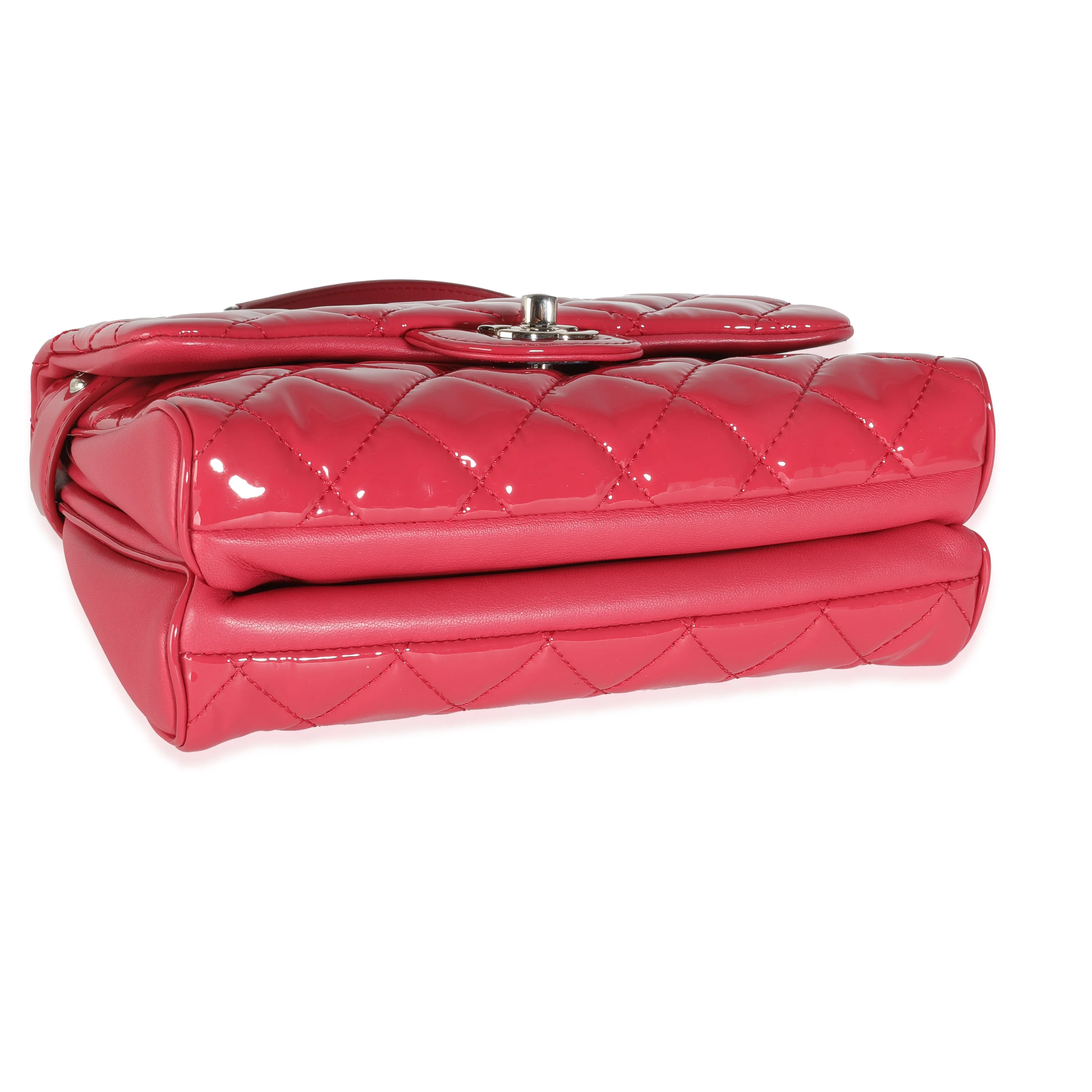 Dark Pink Quilted Patent Small Rock In Rome Single Flap Bag - Image 6