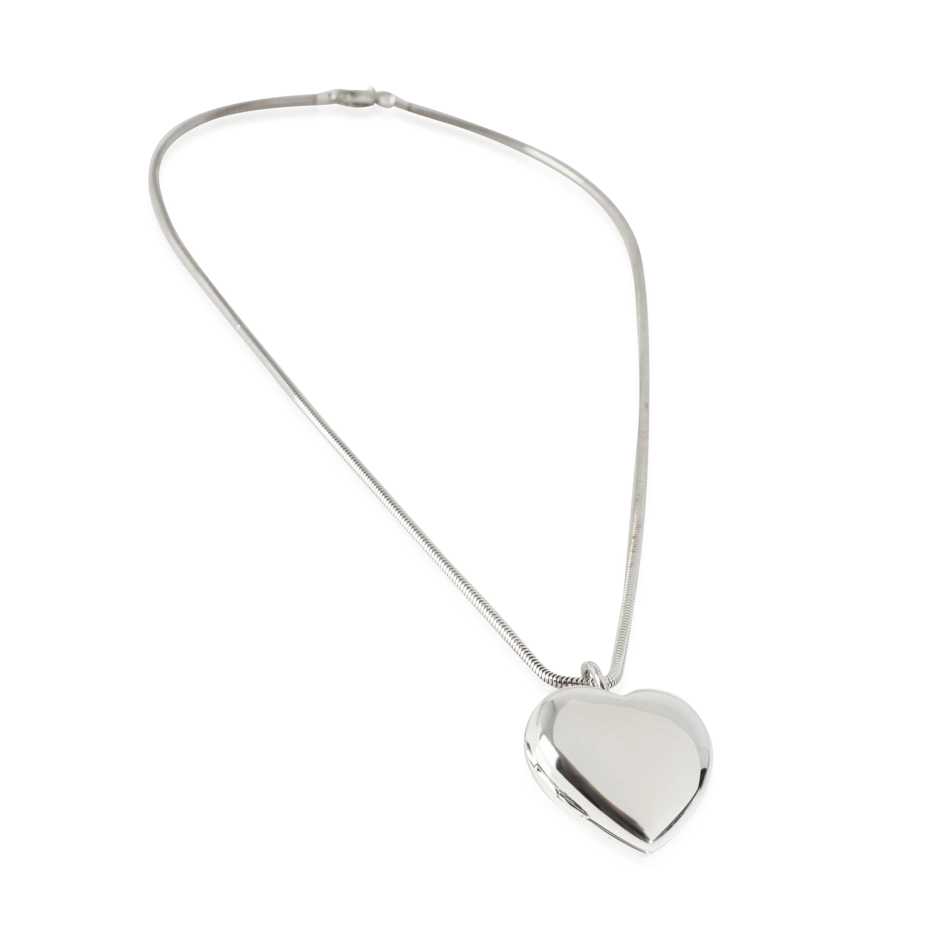 Heart Locket On Snake Chain in Sterling Silver - Image 2