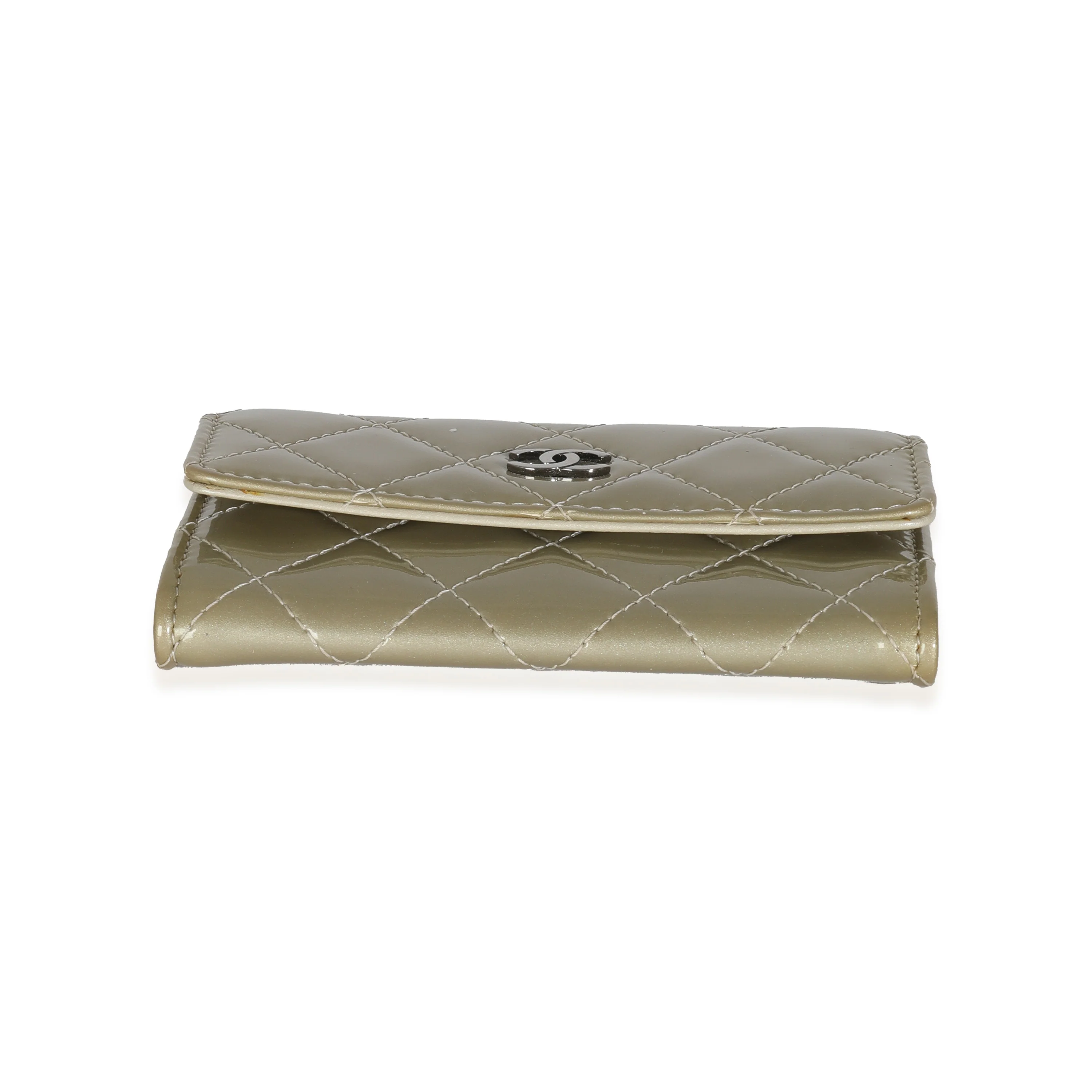 13C Grey Quilted Patent Classic Card Case - Image 5