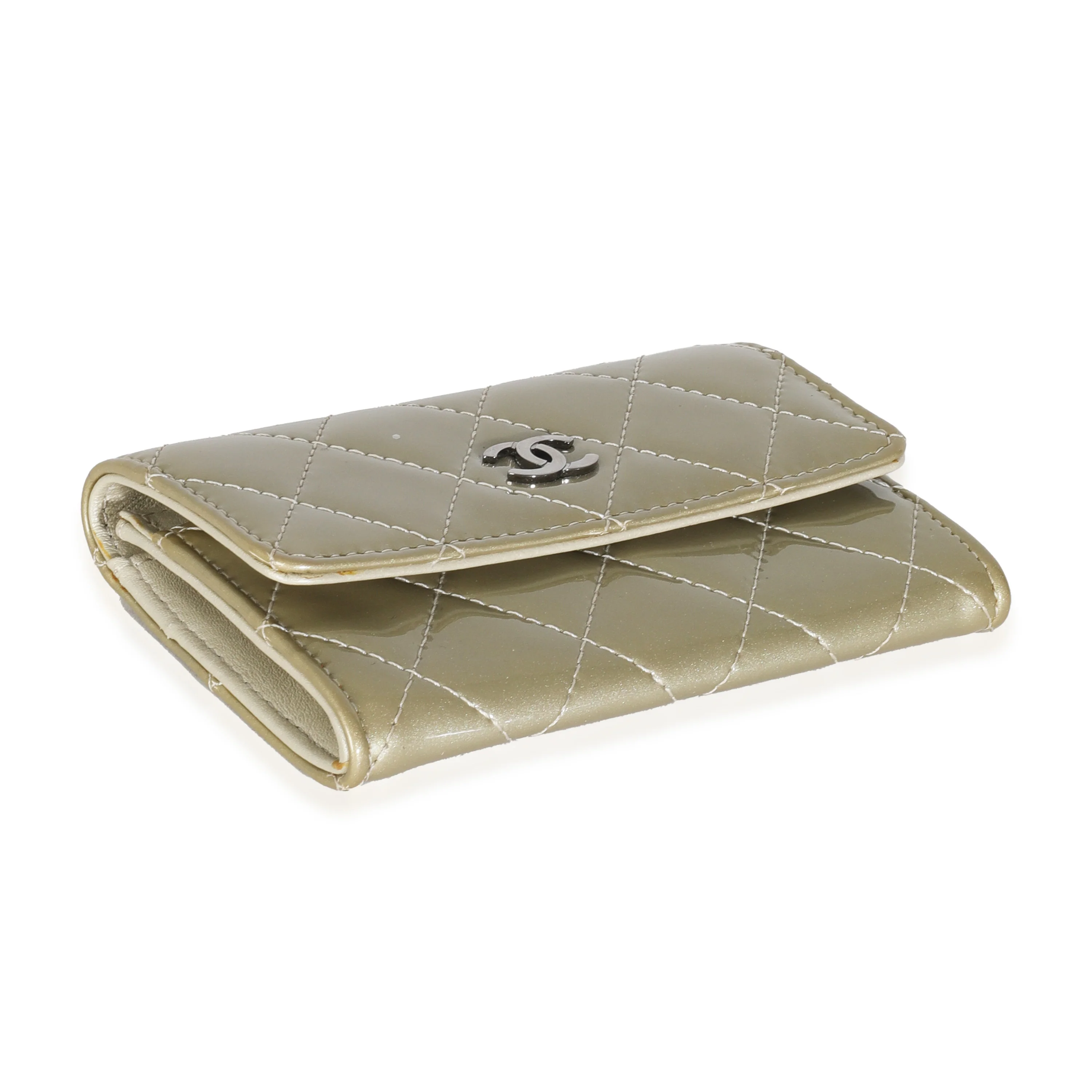 13C Grey Quilted Patent Classic Card Case - Image 6