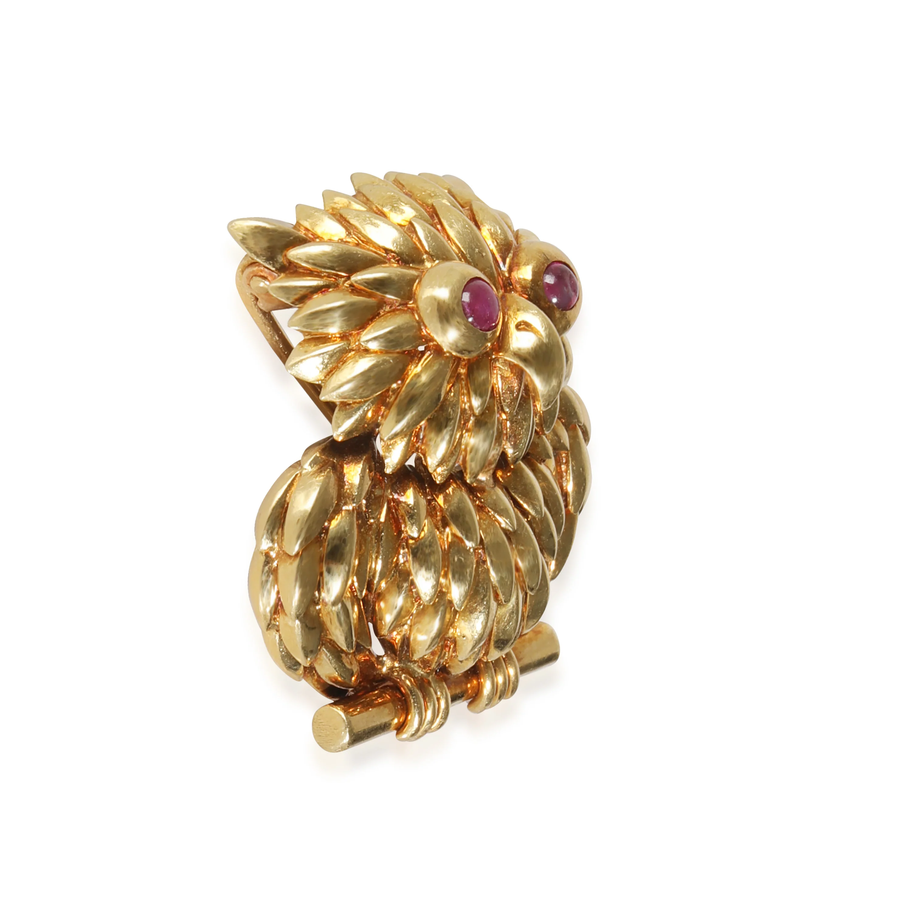 Tiffany Vintage Owl Brooch With Ruby Eyes - Image 2