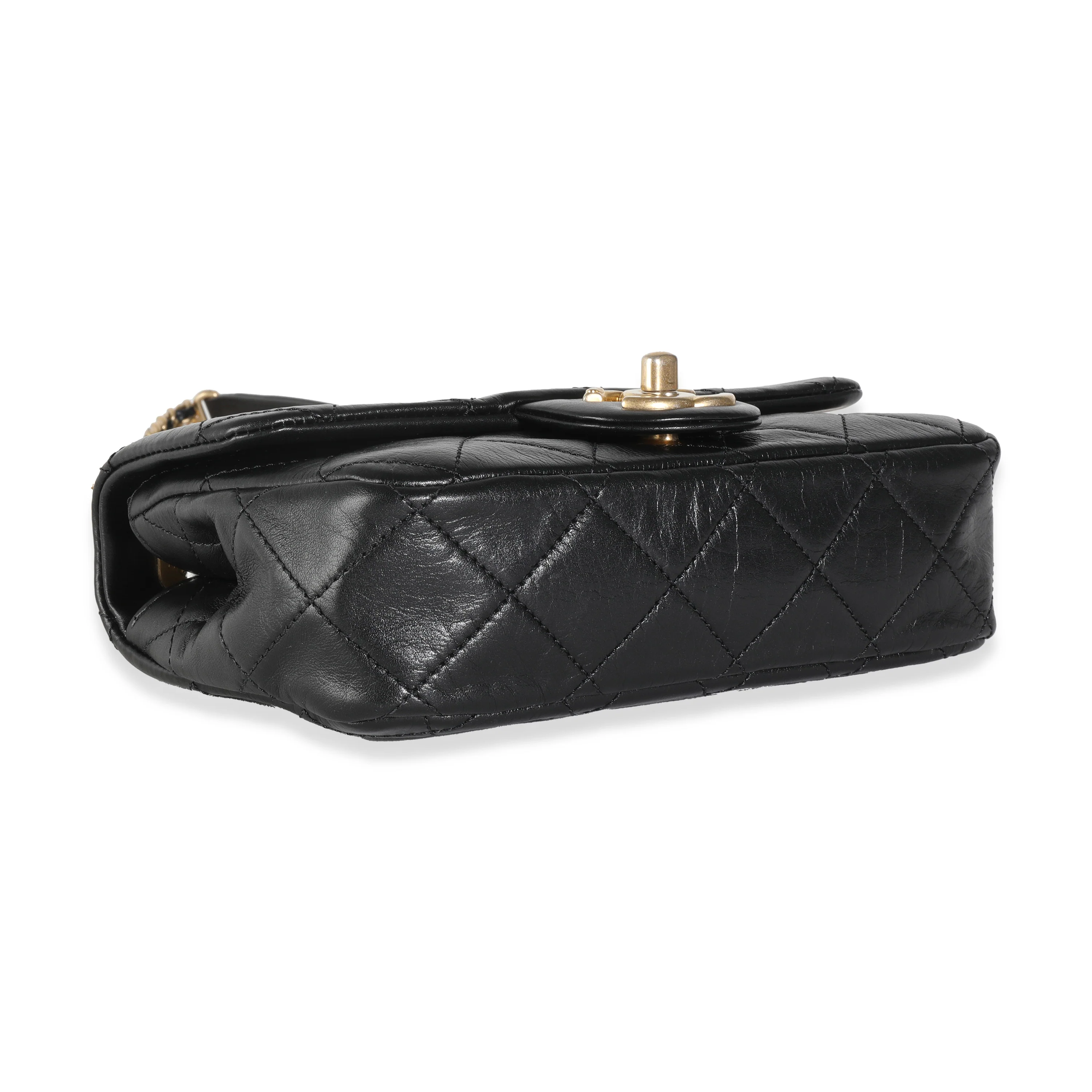 Black Quilted Lambskin Pearl Chain Mini Flap Bag - Image 6