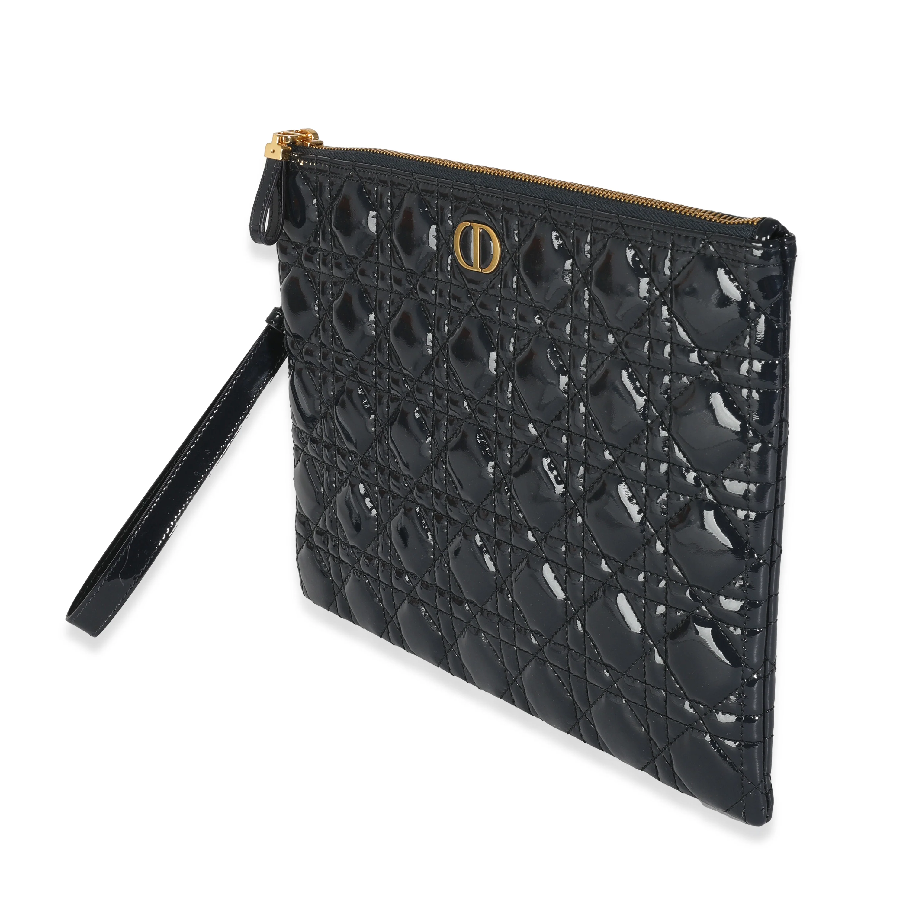Navy Patent Cannage Caro Pouch - Image 2
