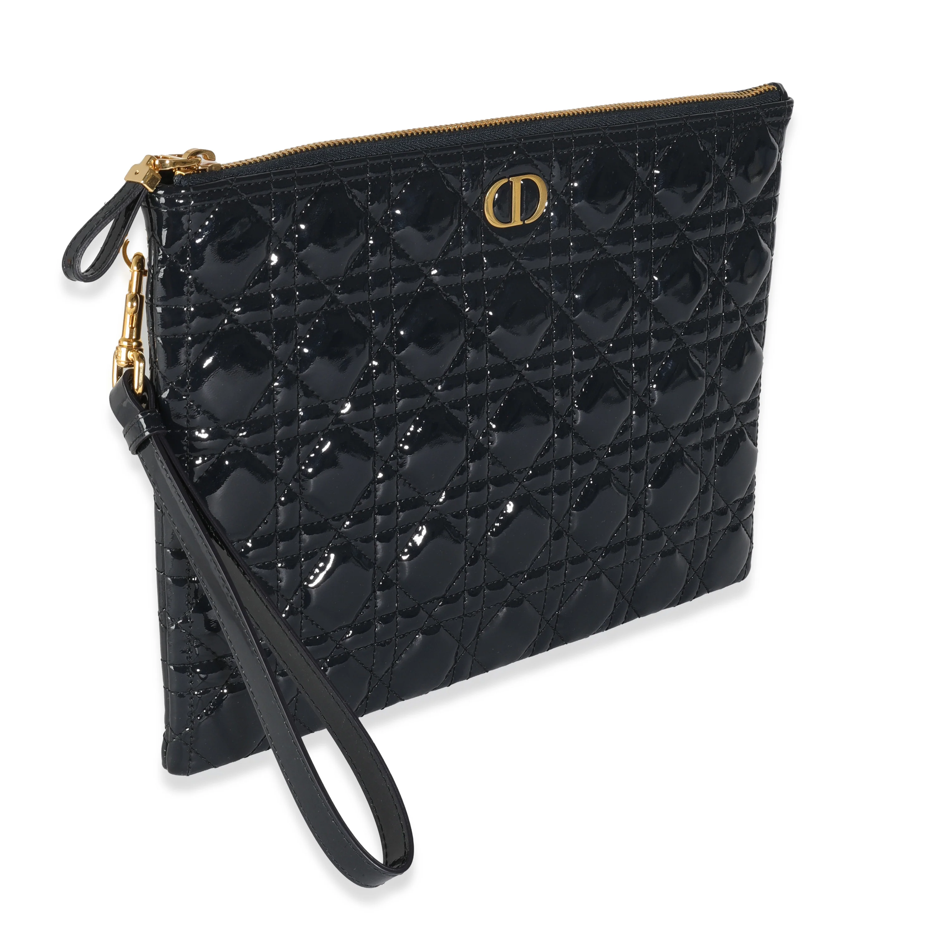 Navy Patent Cannage Caro Pouch - Image 3