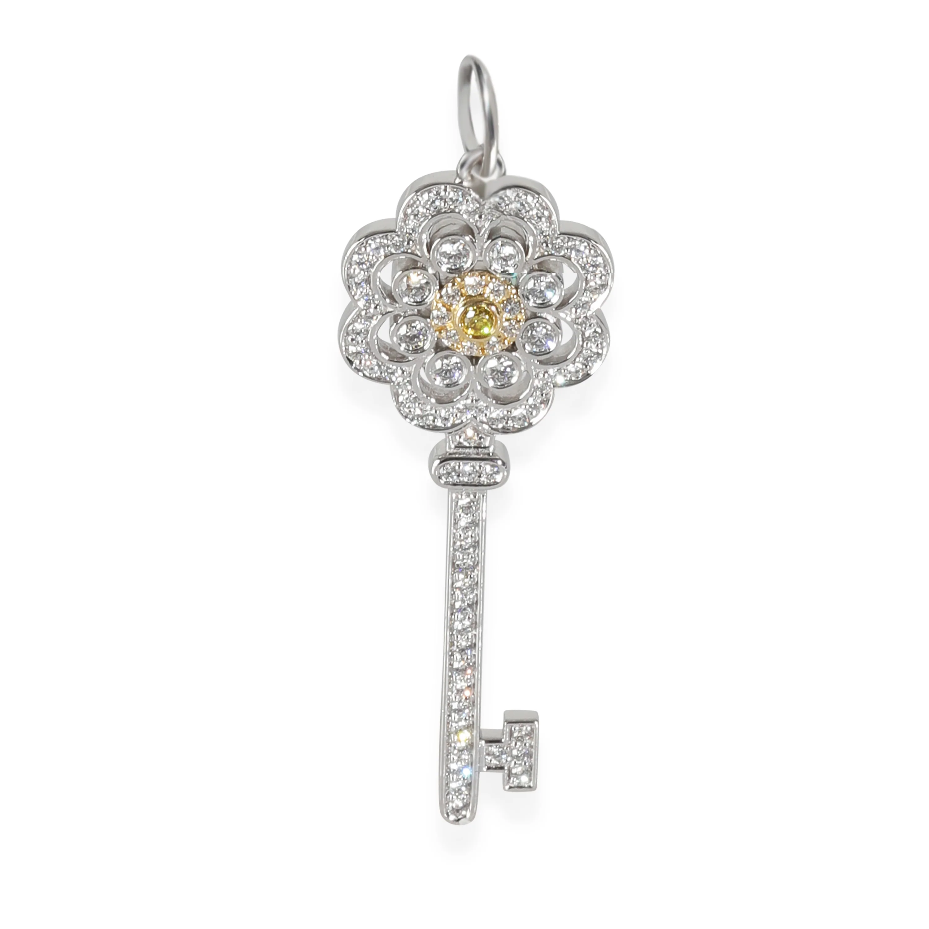 Key Collection Diamond Pendant in 18k Yellow Gold/Platinum