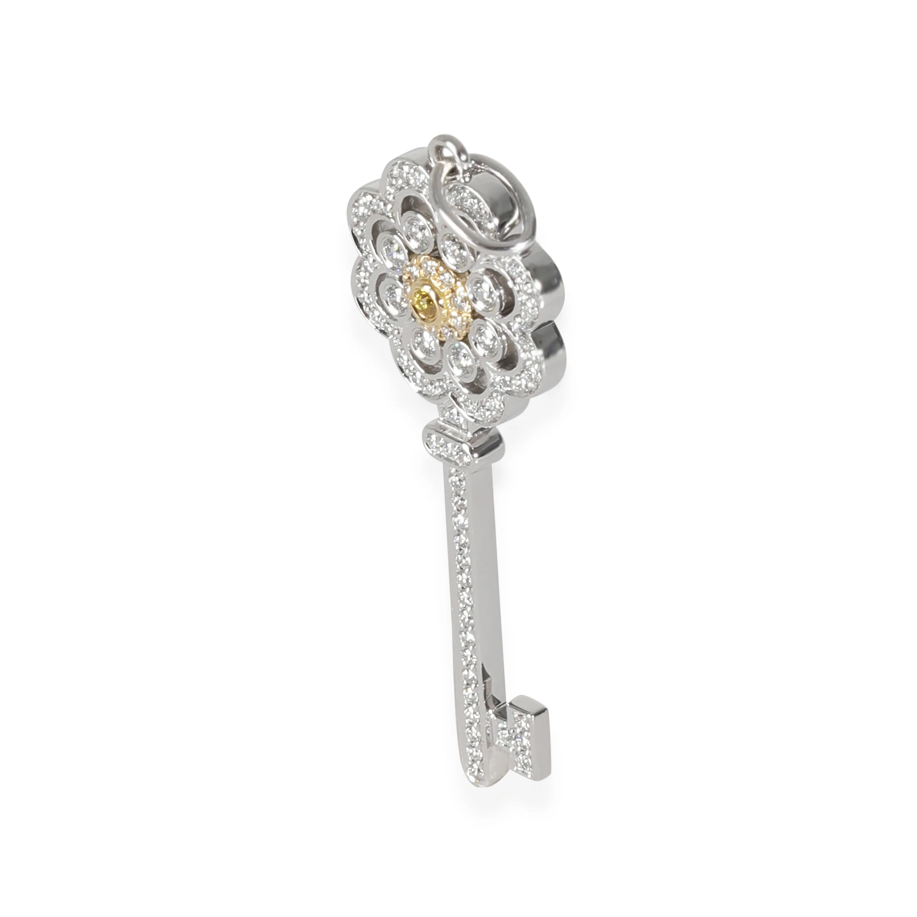 Key Collection Diamond Pendant in 18k Yellow Gold/Platinum - Image 2
