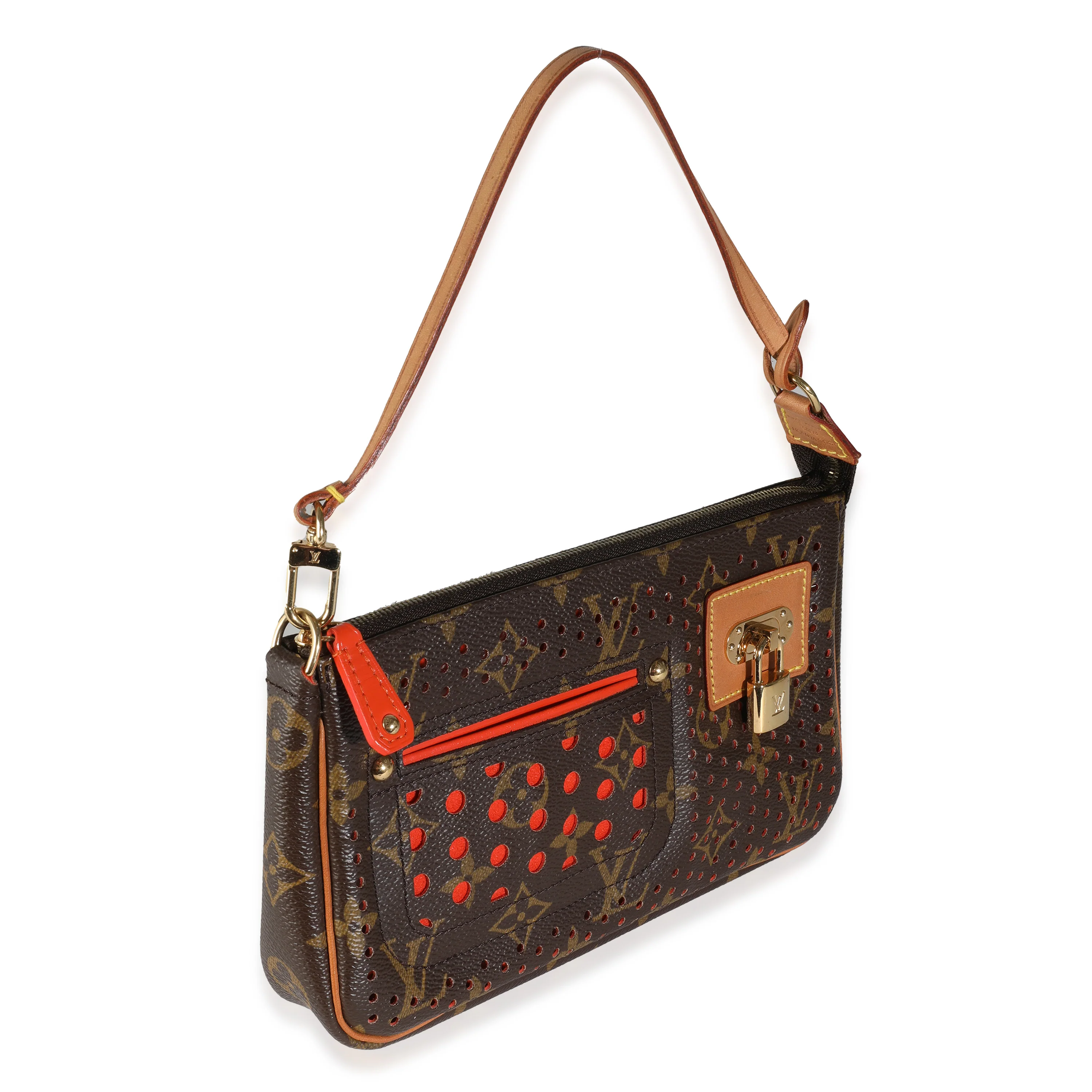 Orange Perforated Monogram Canvas Pochette Accessoires - Image 3