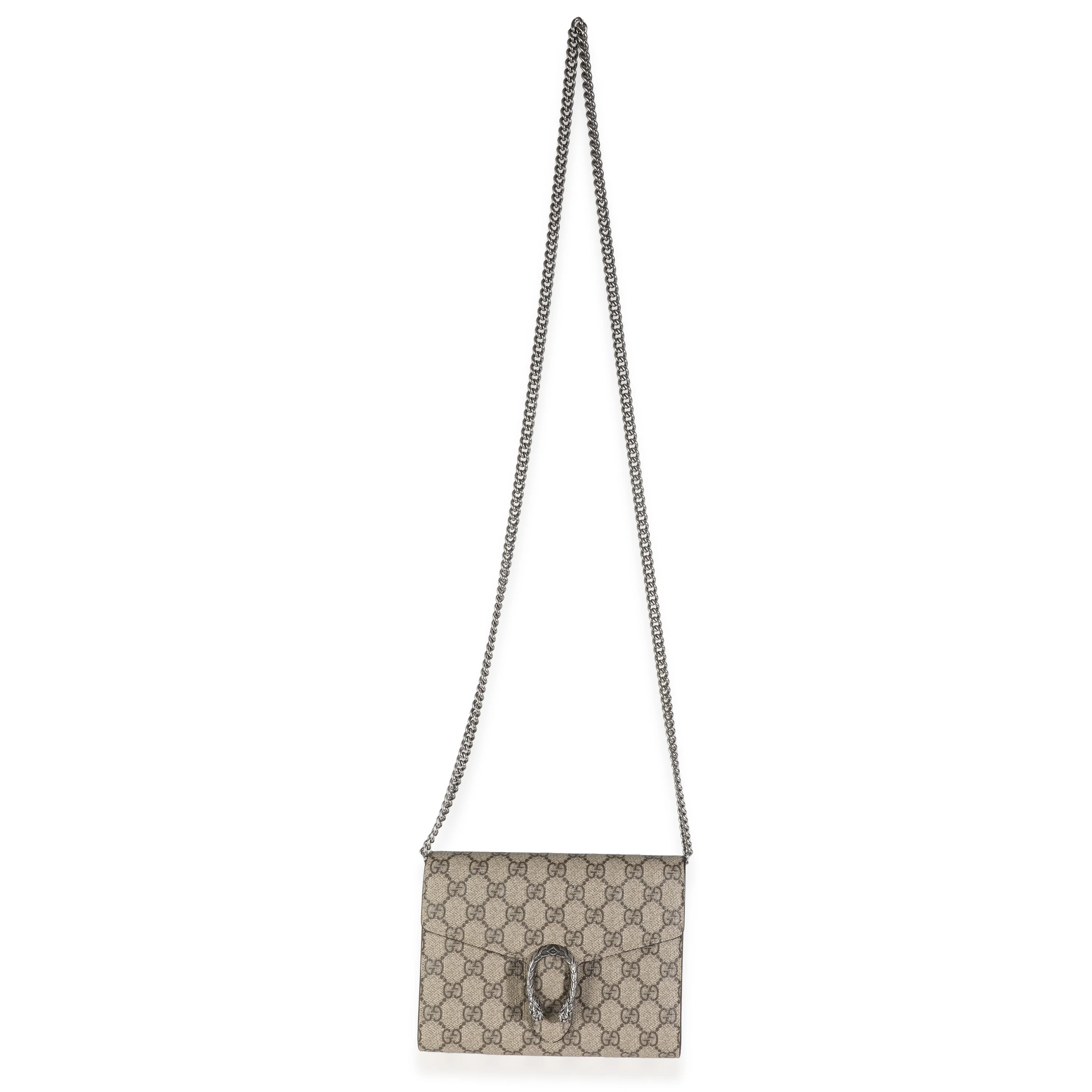 Beige GG Supreme Canvas Dionysus Chain Wallet - Image 8