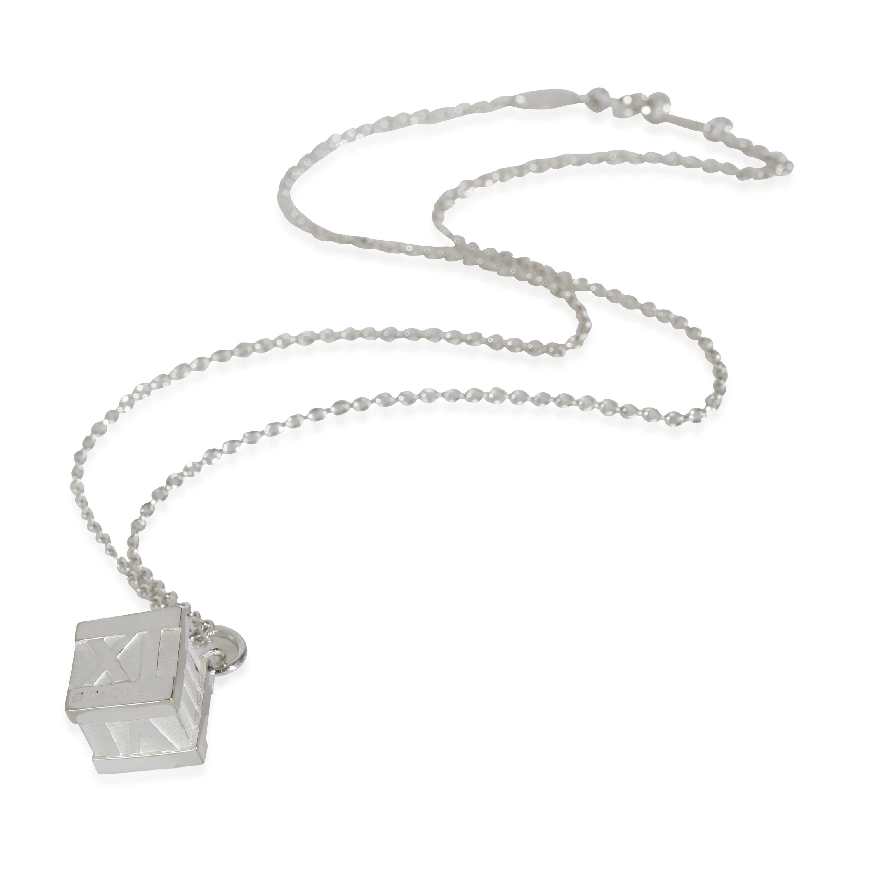 Atlas Cube Pendant In Sterling Silver On Elsa Peretti Chain - Image 2