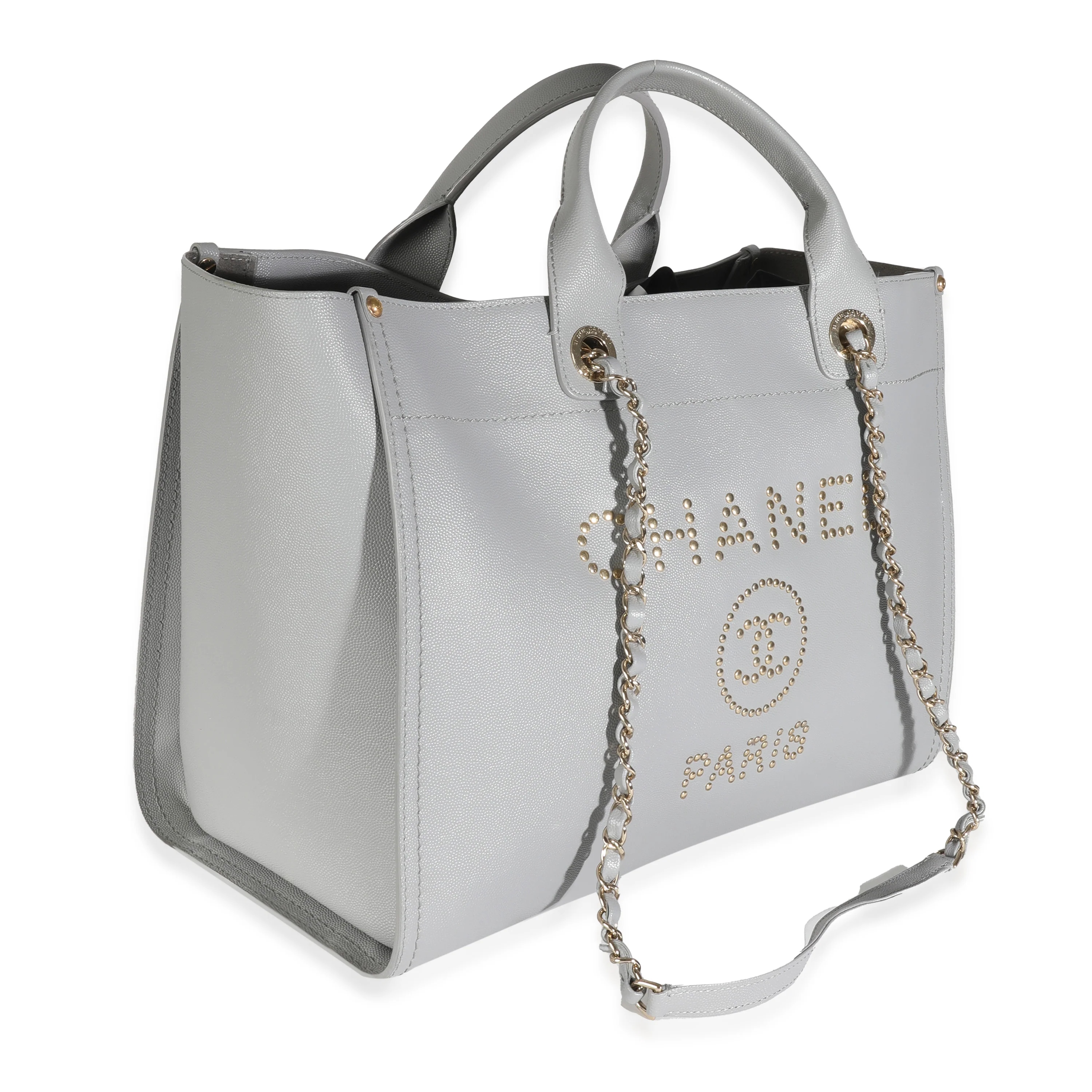 Grey Caviar Studded Medium Deauville Tote - Image 3