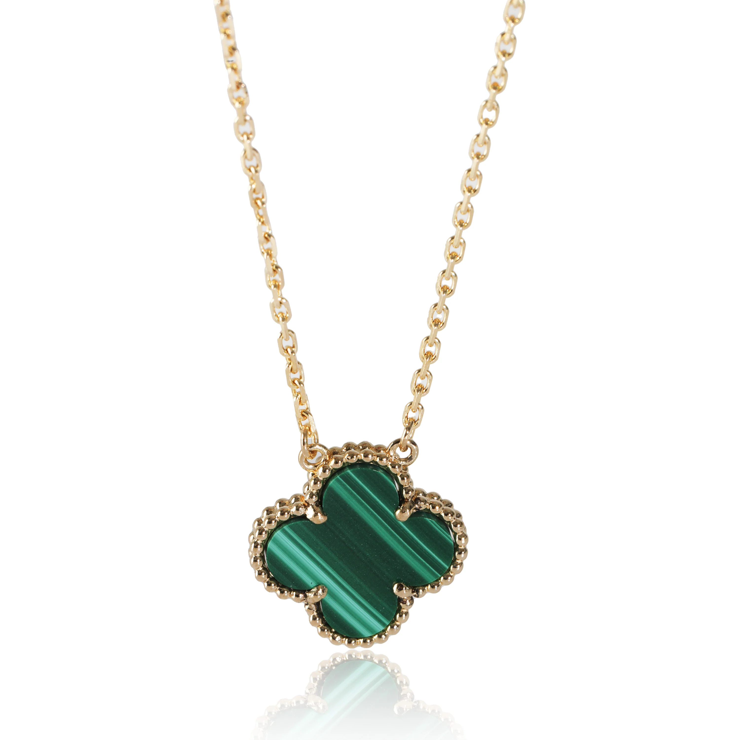 Alhambra Malachite Pendant Necklace In 18K Yellow Gold