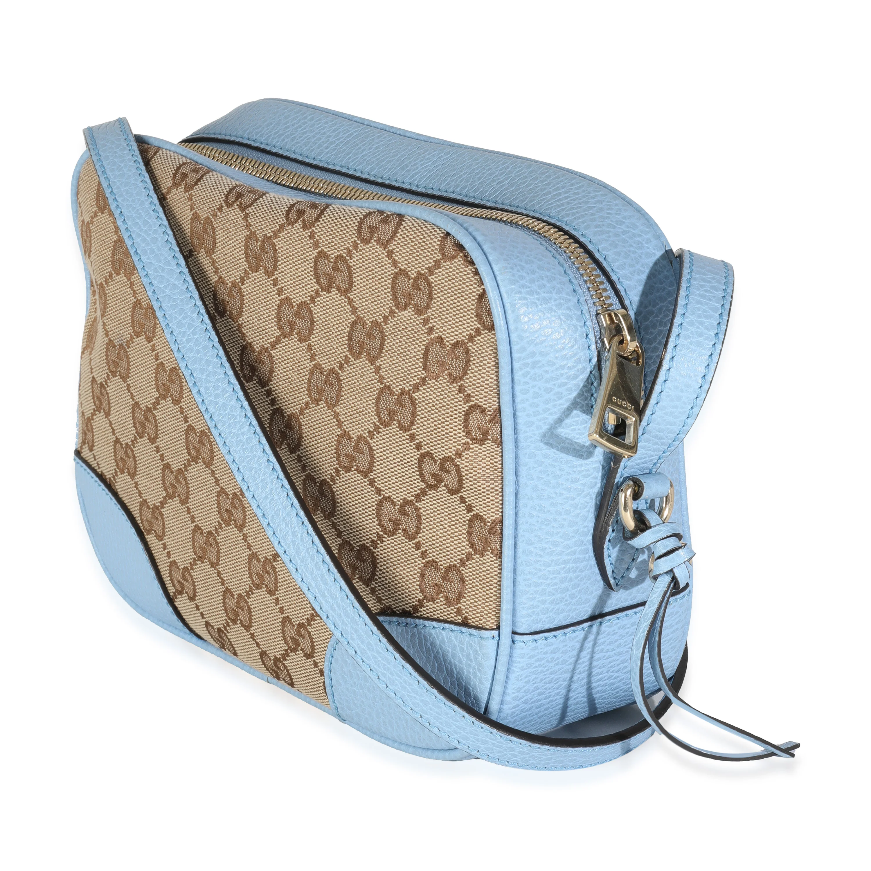 Blue Dollar Calfskin Beige GG Canvas Bree Messenger Bag - Image 2
