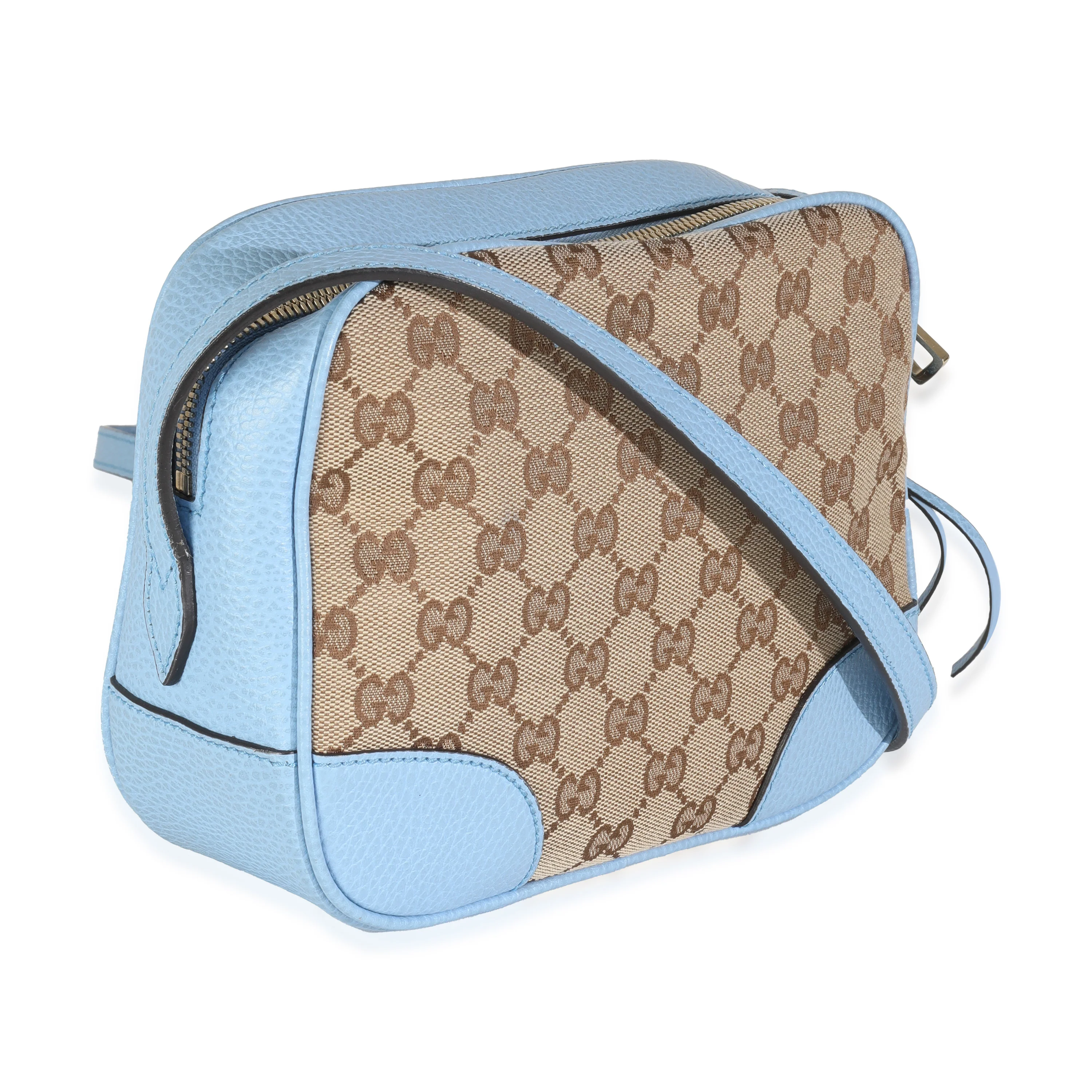 Blue Dollar Calfskin Beige GG Canvas Bree Messenger Bag - Image 3