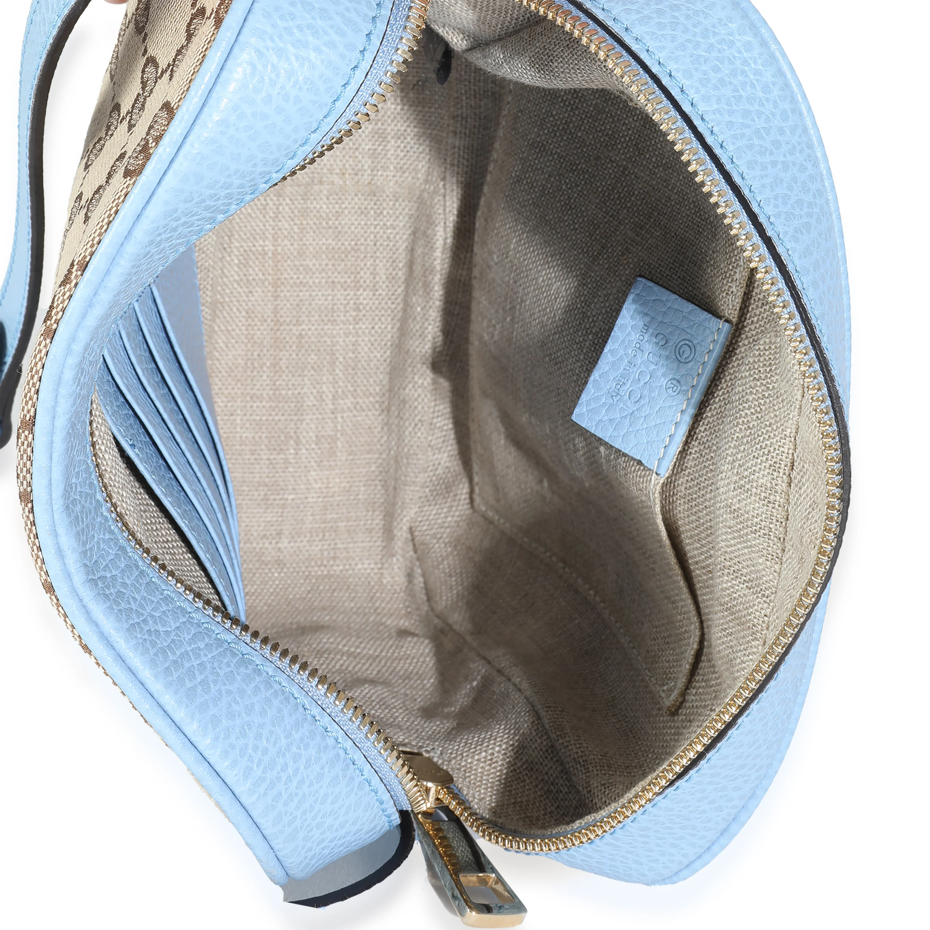 Blue Dollar Calfskin Beige GG Canvas Bree Messenger Bag - Image 9