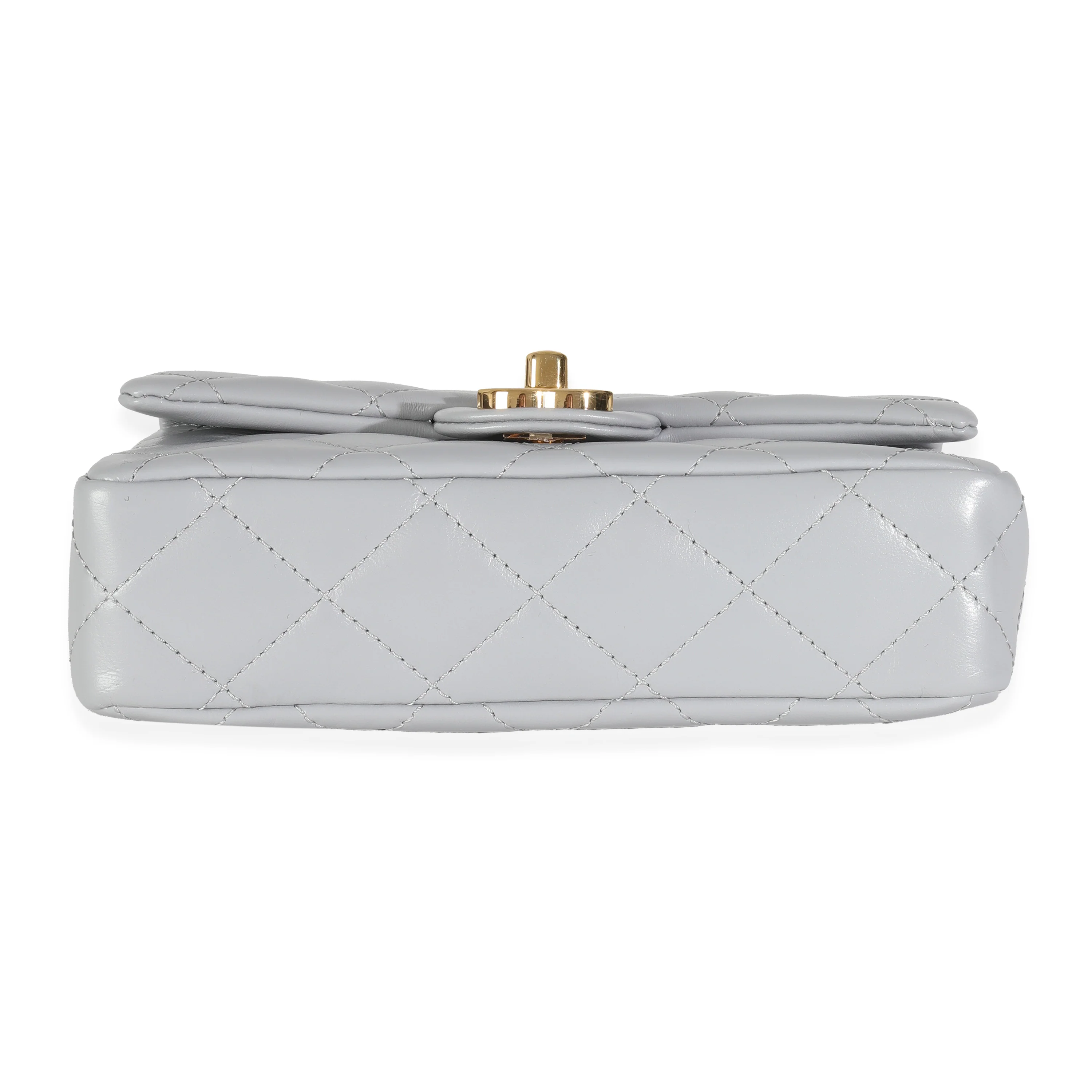 23B Grey Quilted Shiny Lambskin Mini CC Top Handle Flap Bag - Image 5