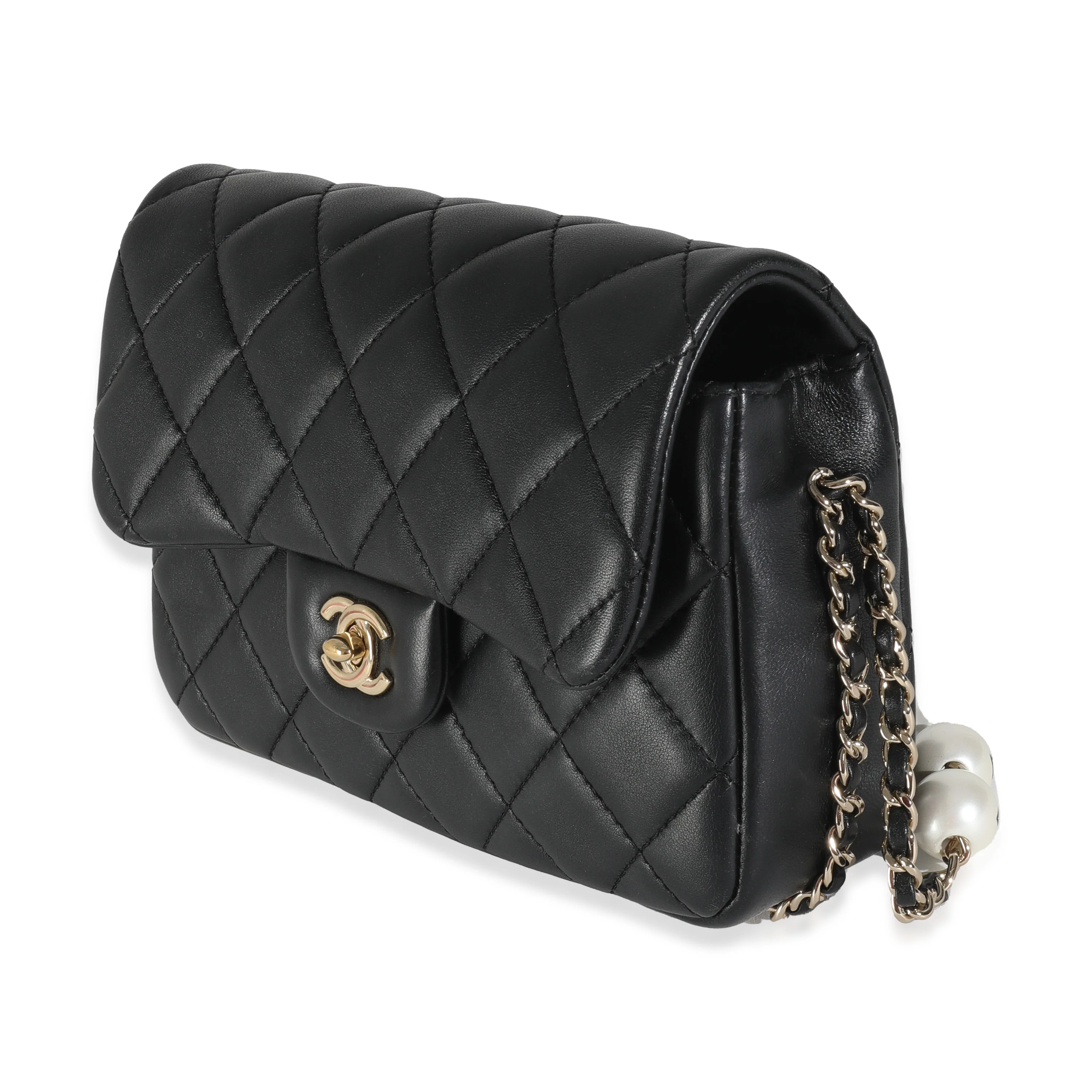 Black Quilted Lambskin Mini My Precious Pearls Flap Bag - Image 2