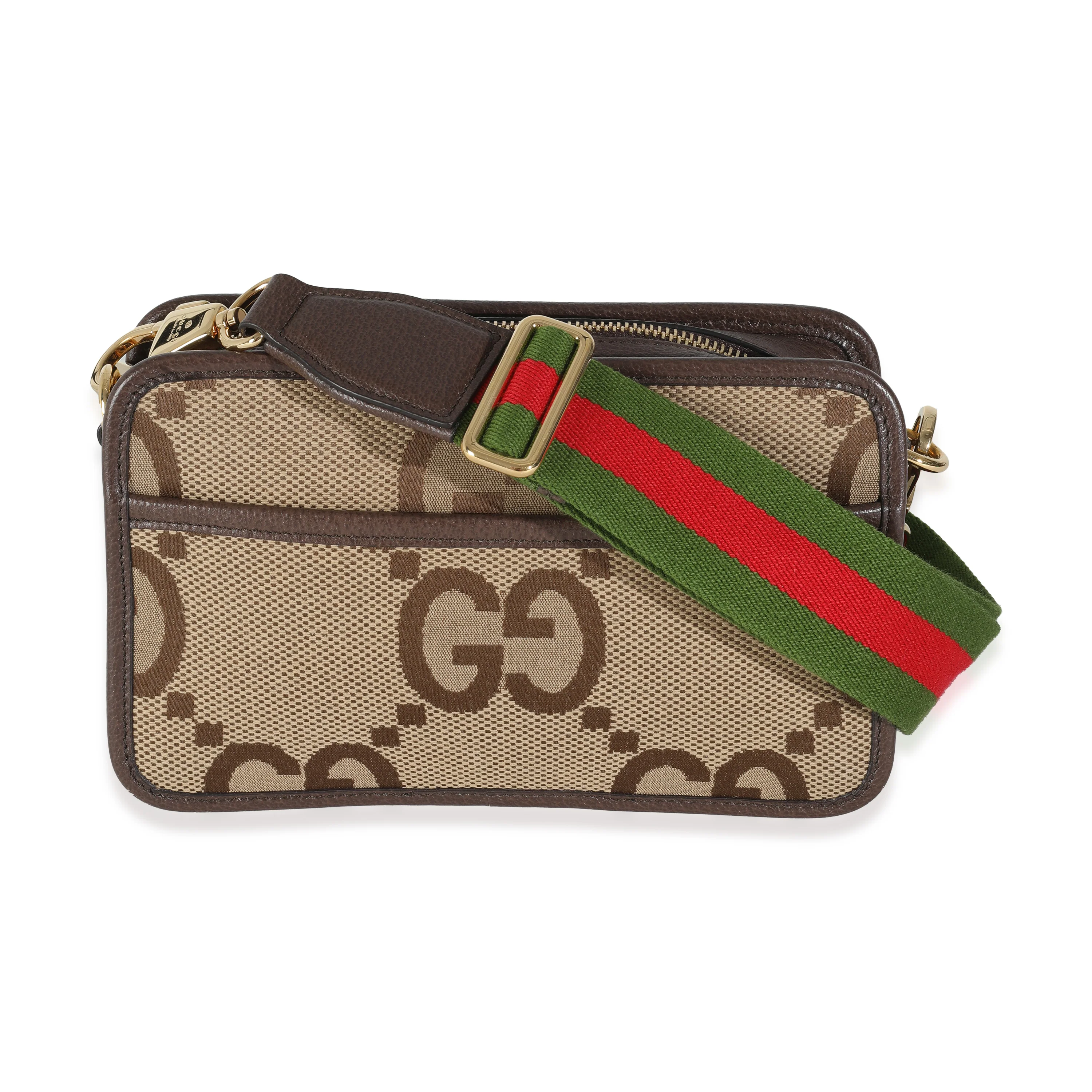 Dollar Calfskin Beige Jumbo GG Canvas Web Mini Crossbody Bag