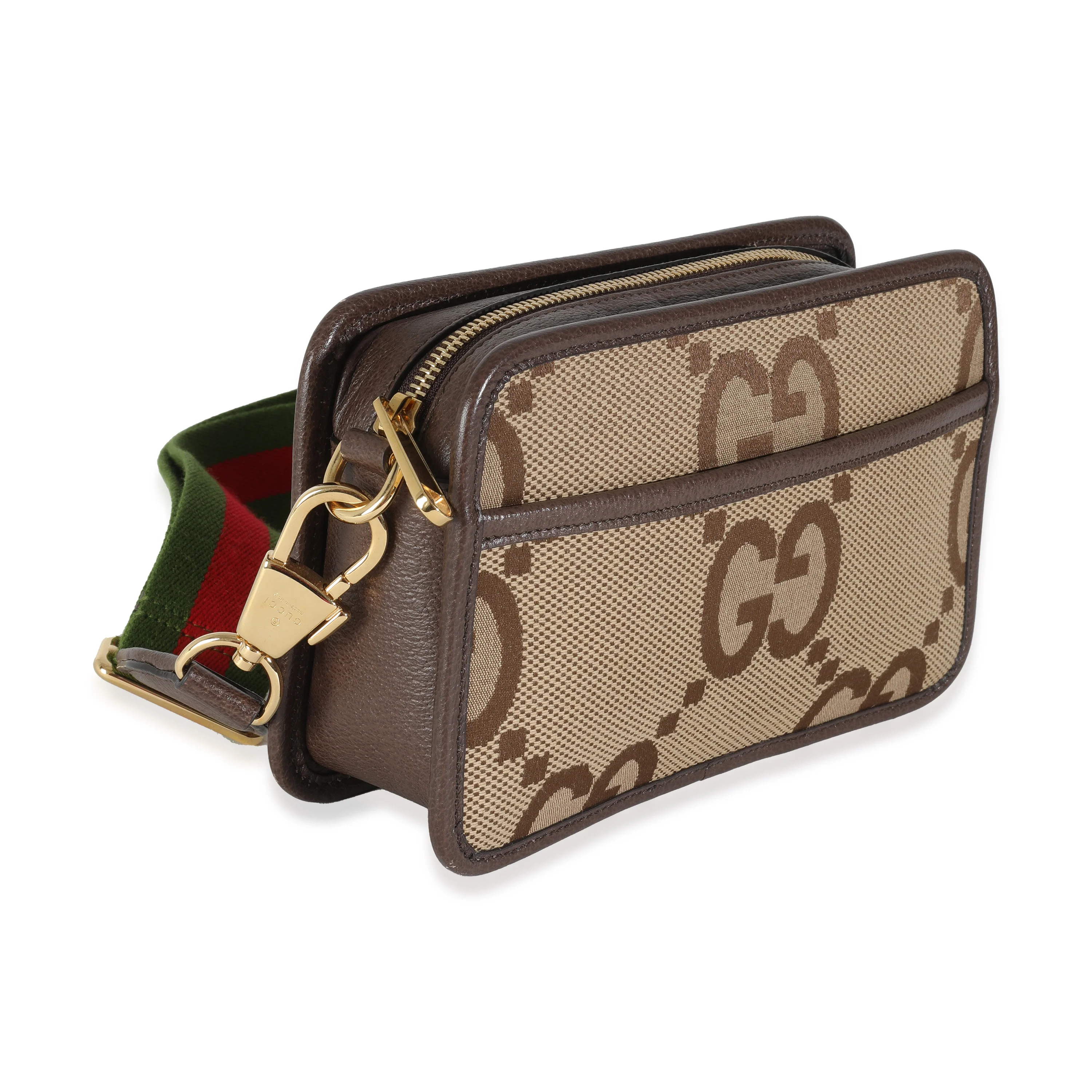 Dollar Calfskin Beige Jumbo GG Canvas Web Mini Crossbody Bag - Image 3