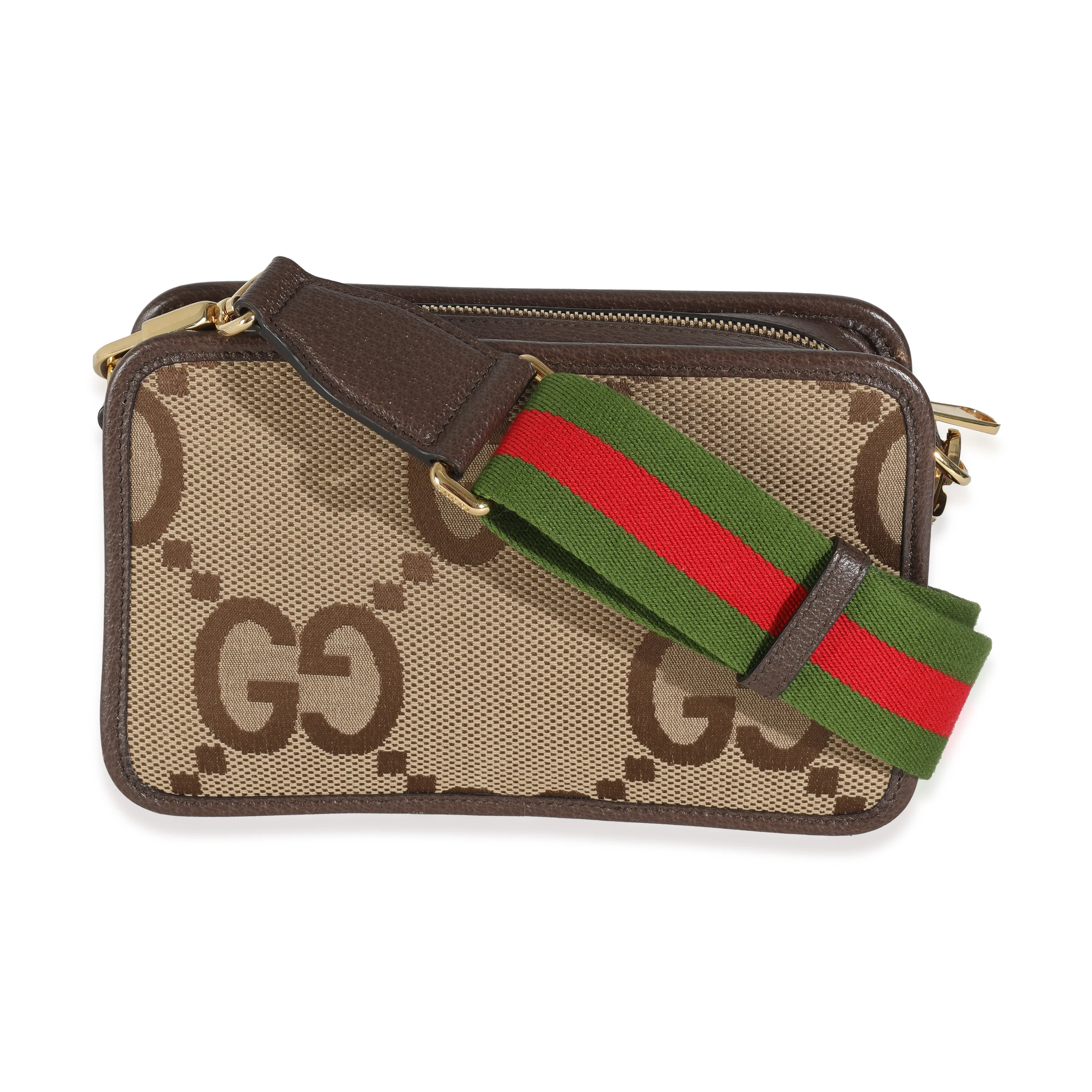 Dollar Calfskin Beige Jumbo GG Canvas Web Mini Crossbody Bag - Image 4