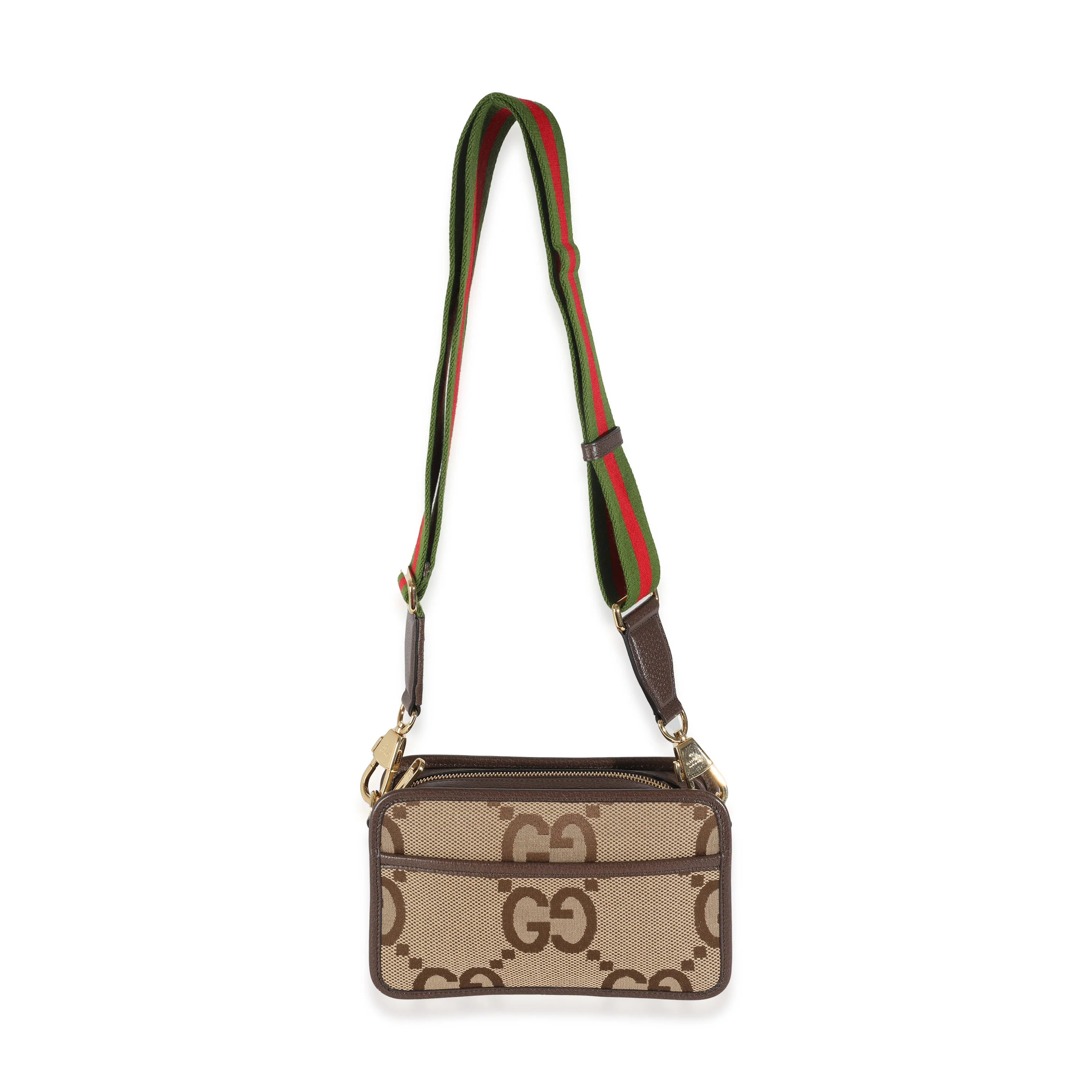 Dollar Calfskin Beige Jumbo GG Canvas Web Mini Crossbody Bag - Image 8