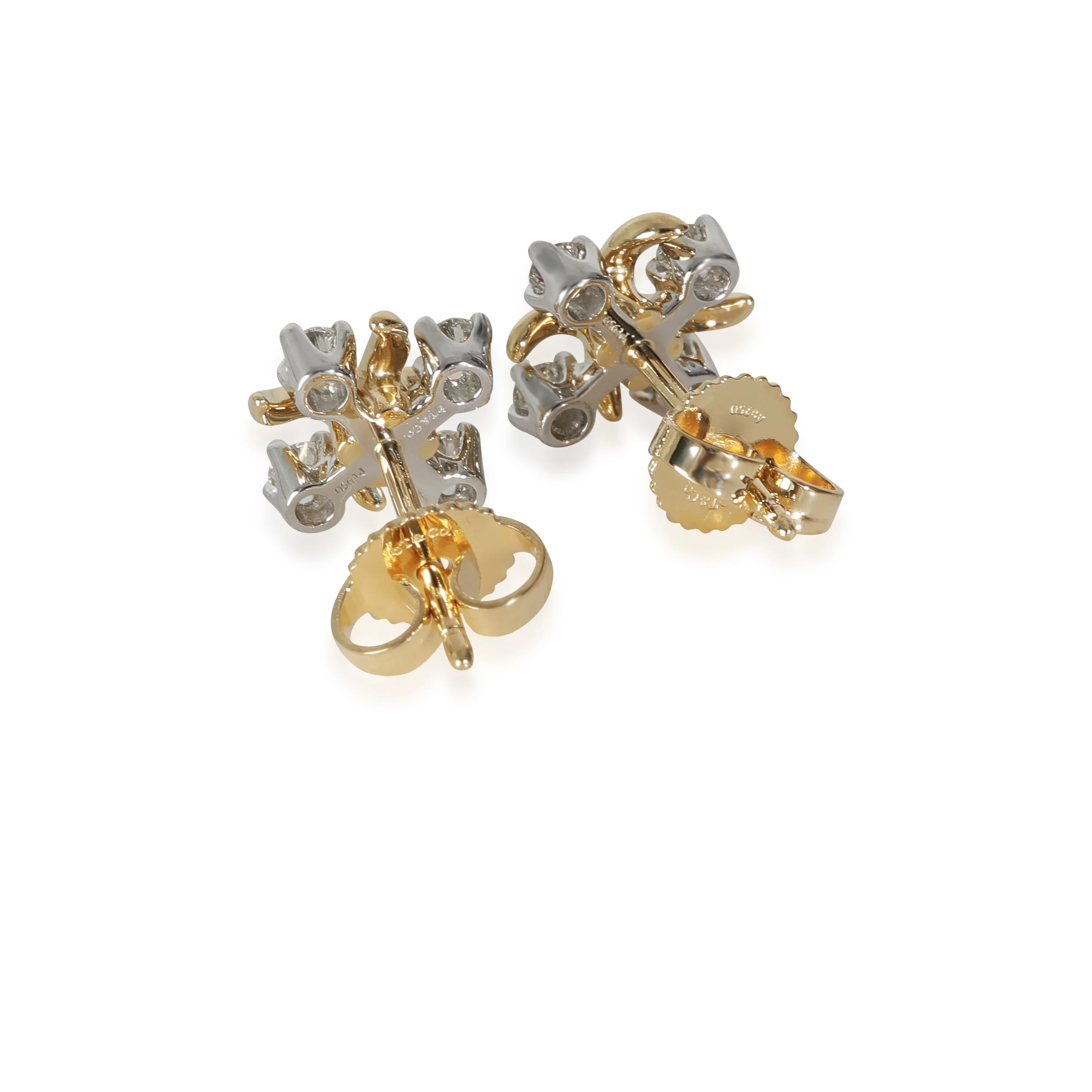 Schlumberger Lynn Earrings in 18k Yellow Gold/Platinum 0.28 CTW - Image 3