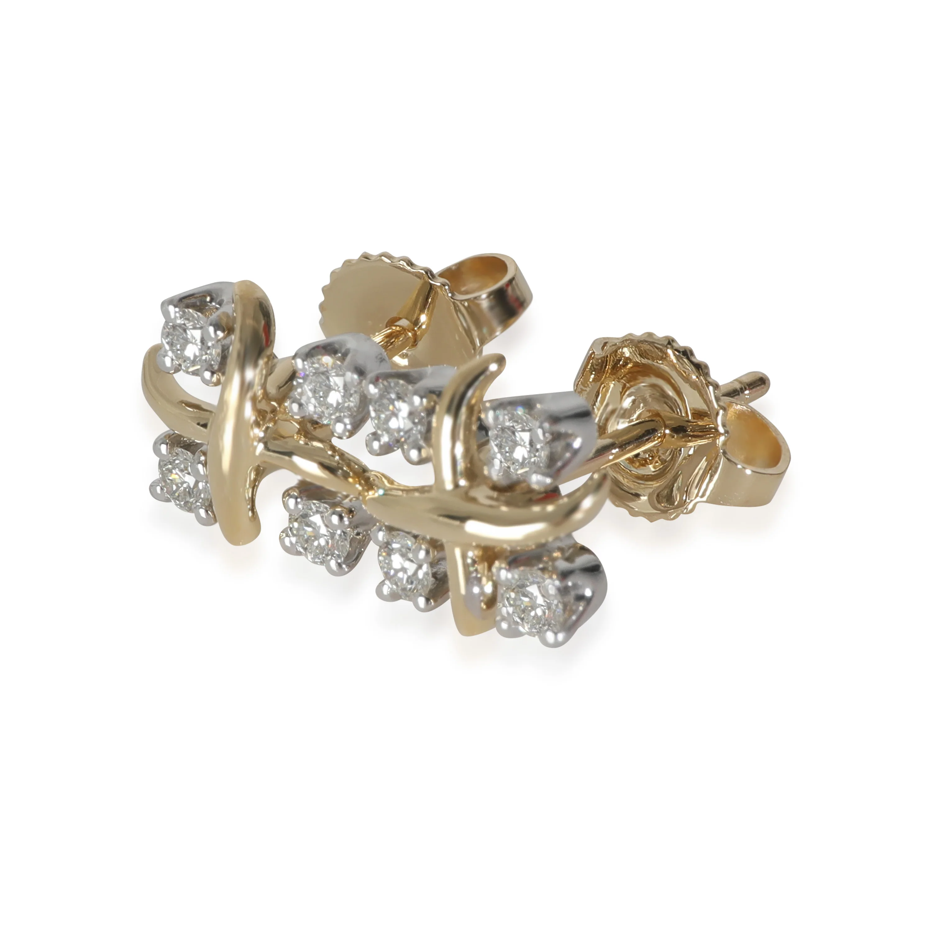 Schlumberger Lynn Earrings in 18k Yellow Gold/Platinum 0.28 CTW - Image 5