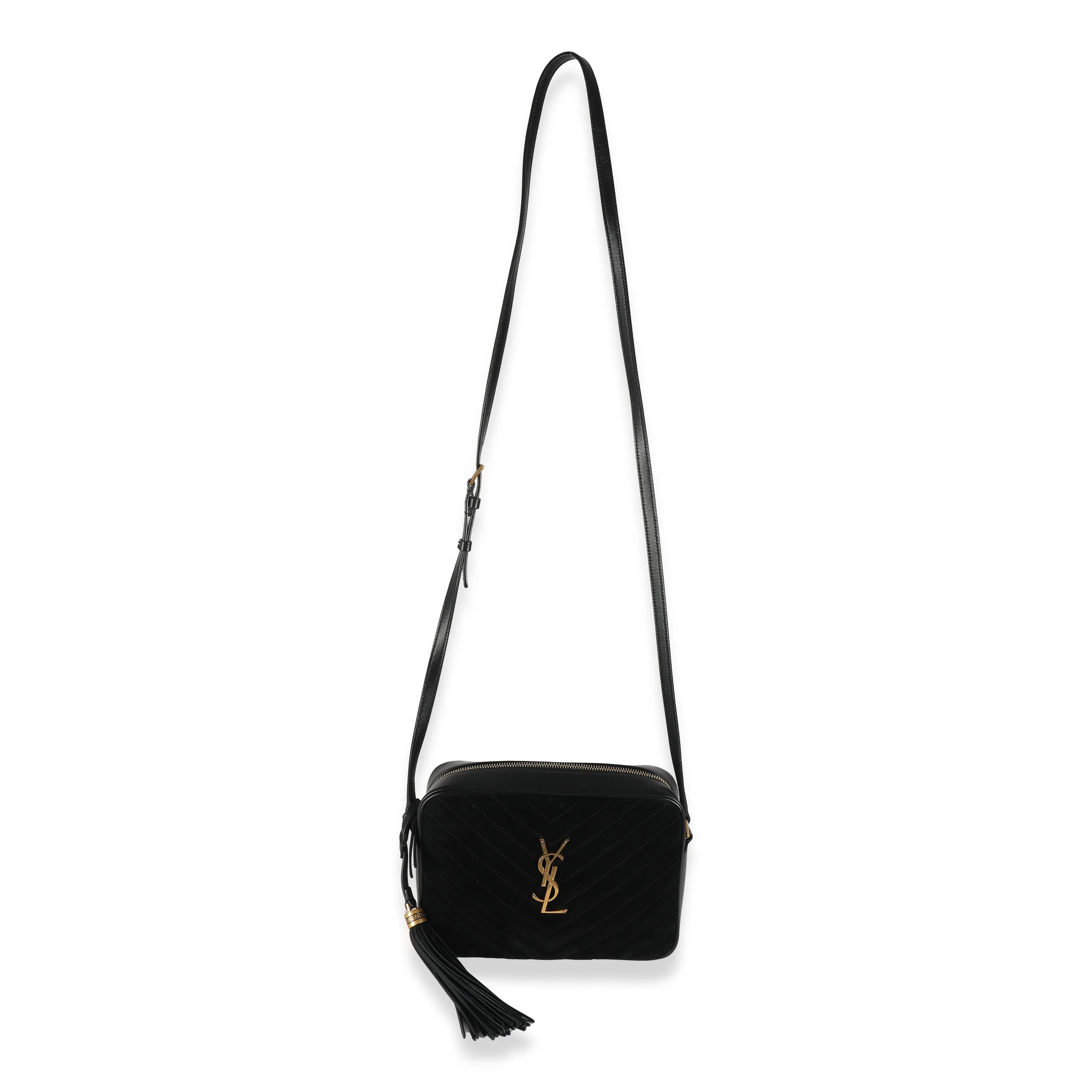 Black Suede Matelasse Monogram Lou Camera Bag - Image 8