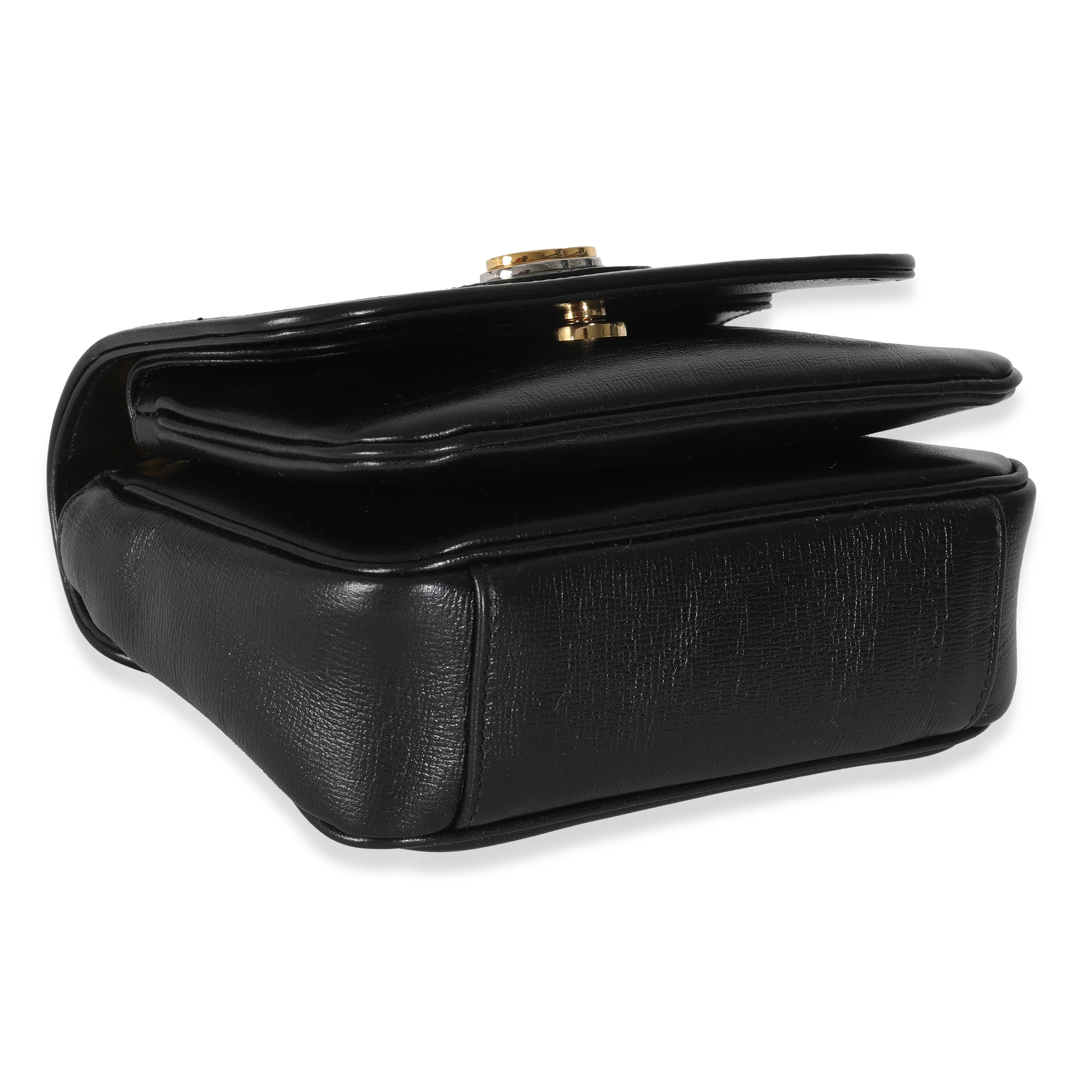 Black Leather GG Mini Marina Chain Bag - Image 6