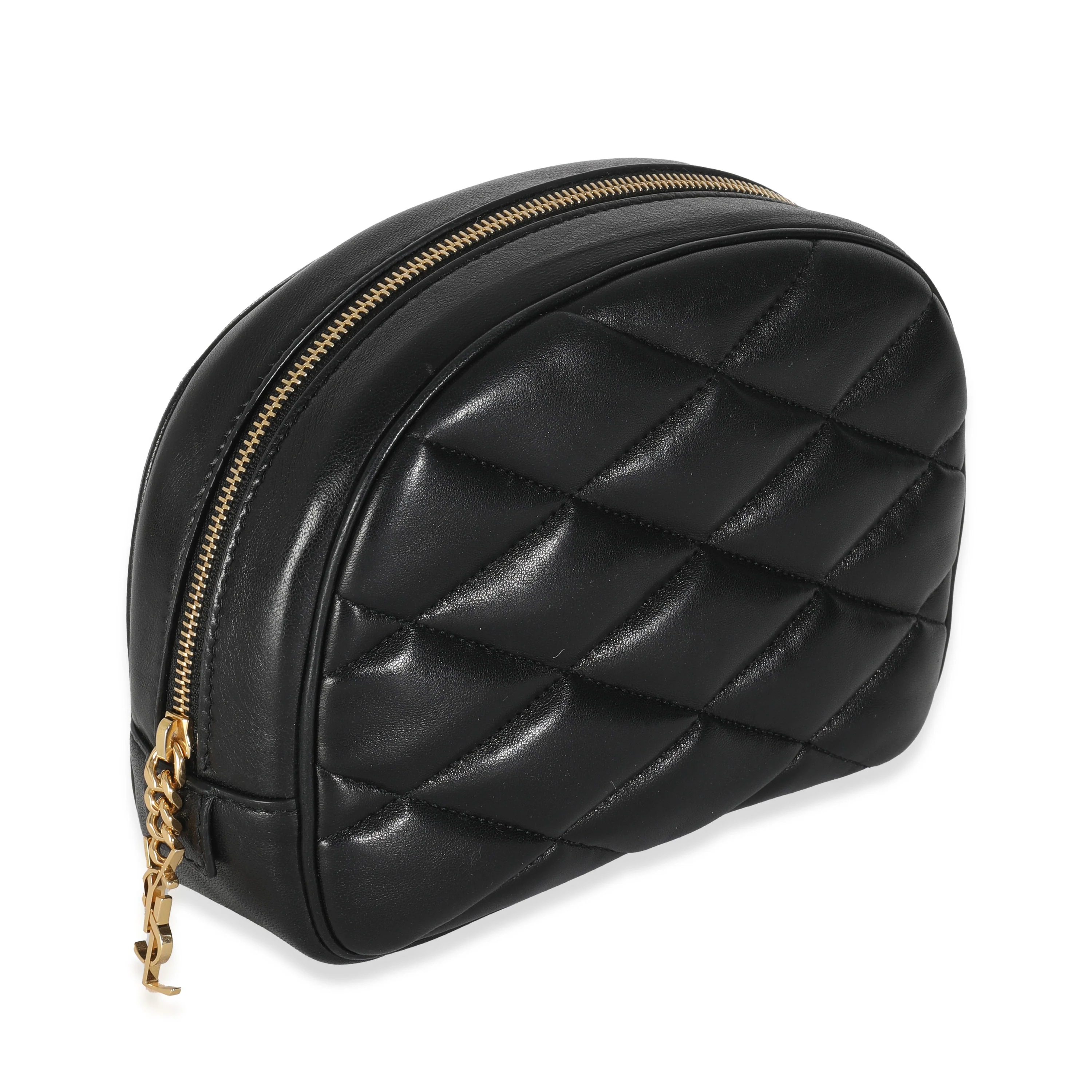 Black Quilted Lambskin Lolita Cosmetic Pouch - Image 3
