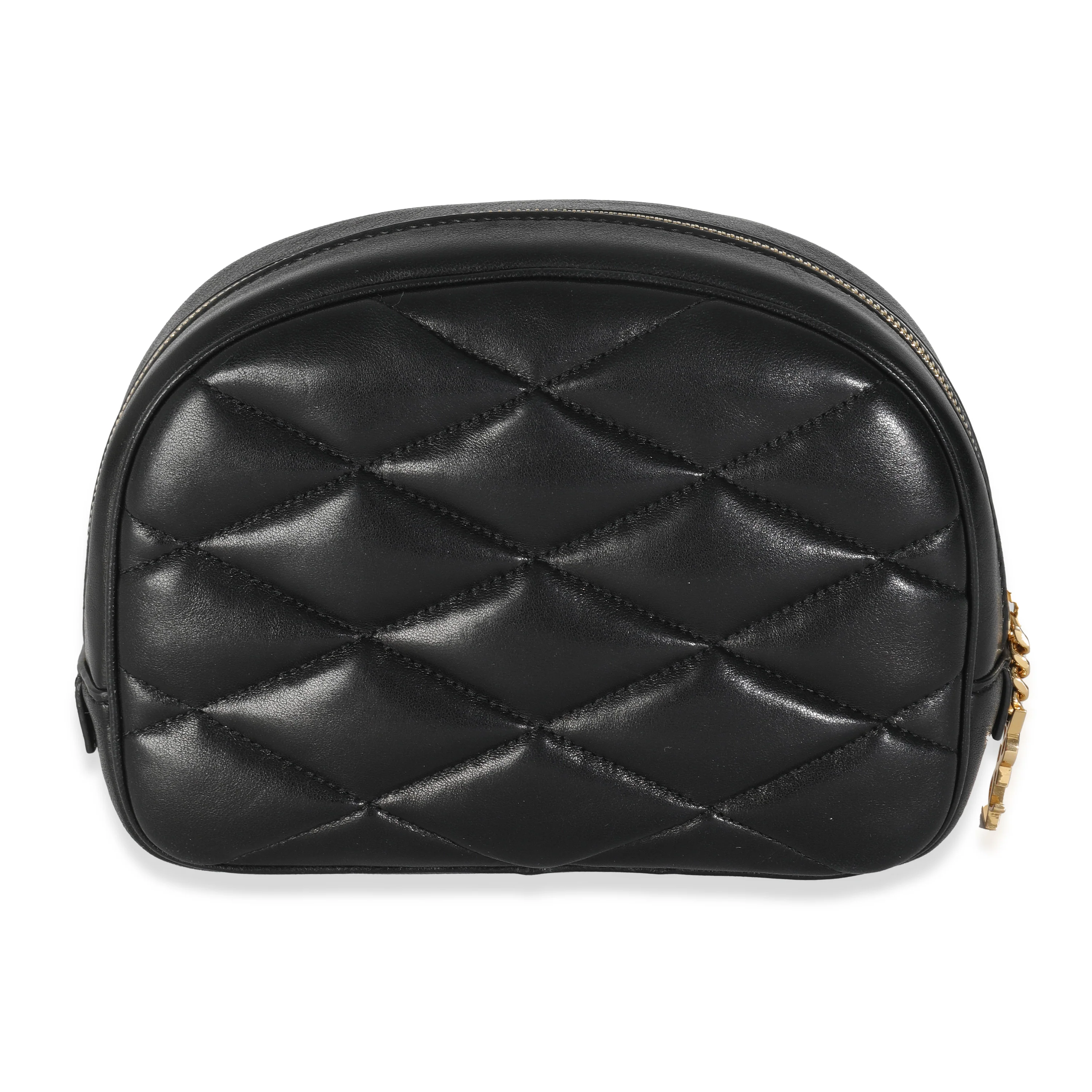 Black Quilted Lambskin Lolita Cosmetic Pouch - Image 4