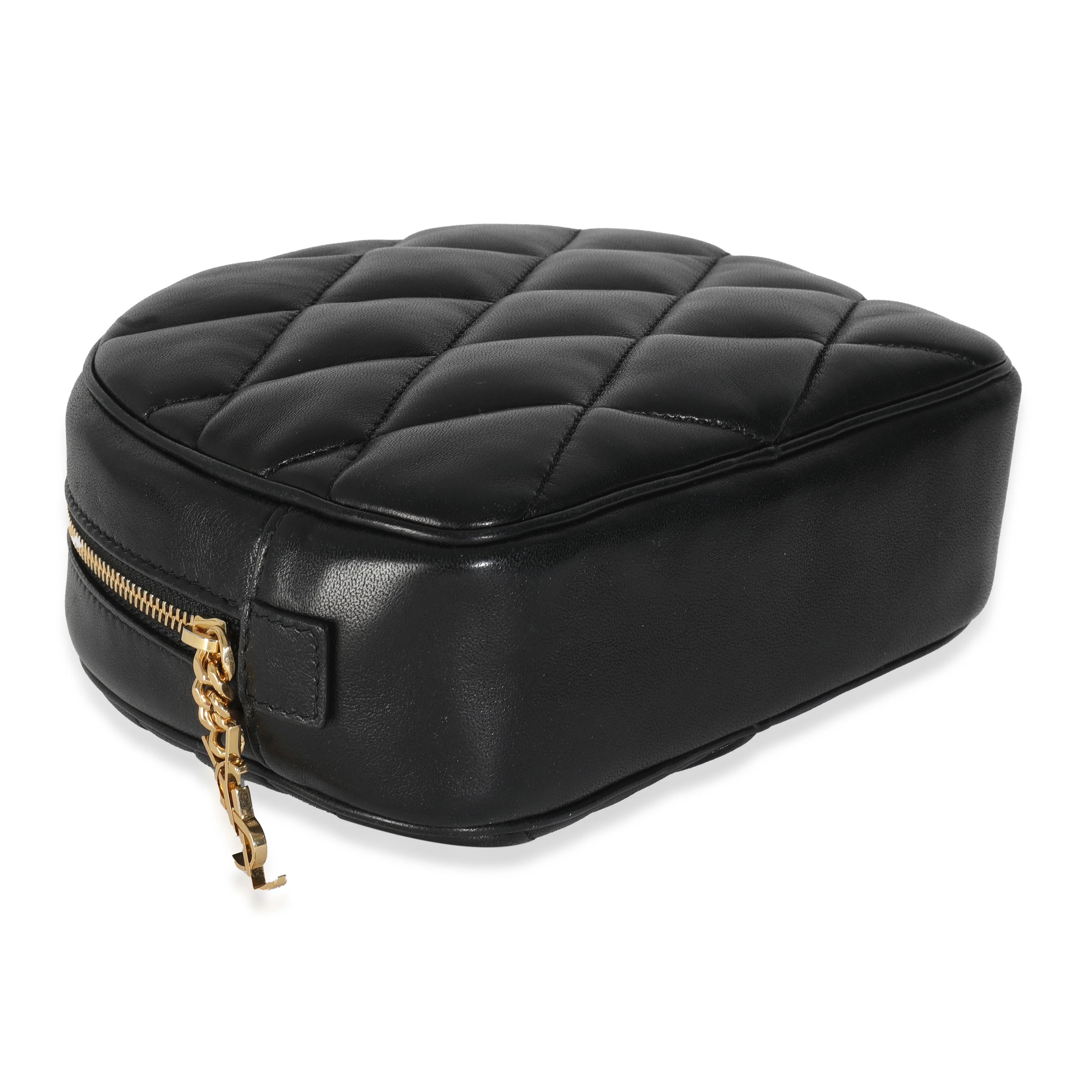 Black Quilted Lambskin Lolita Cosmetic Pouch - Image 6