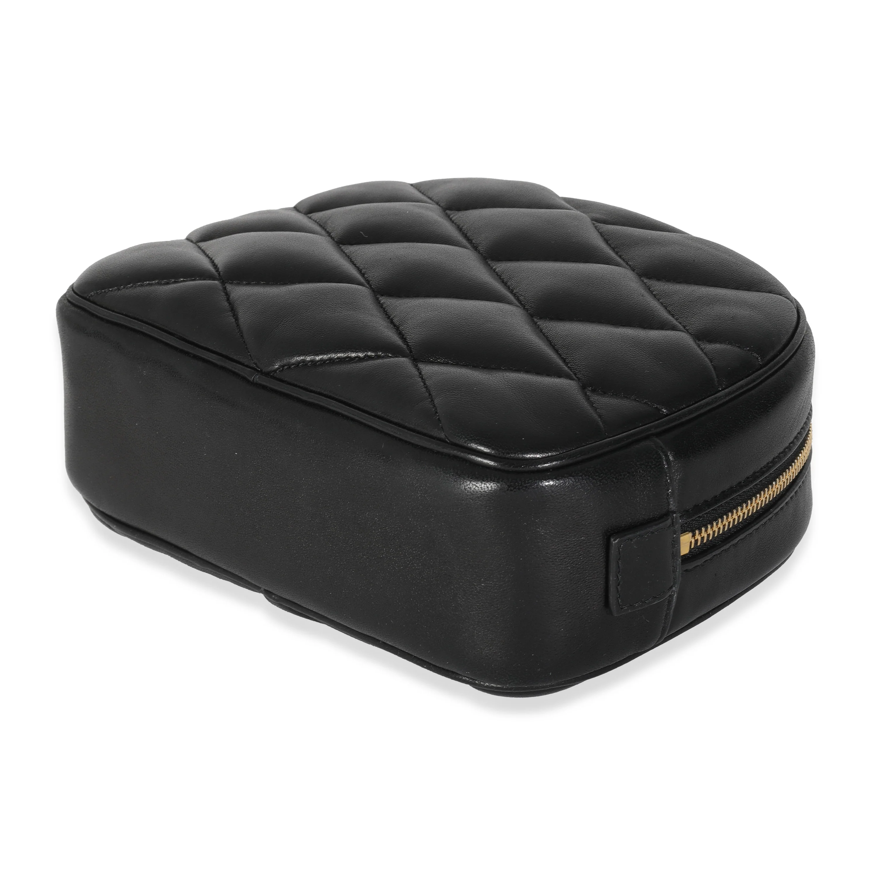 Black Quilted Lambskin Lolita Cosmetic Pouch - Image 7