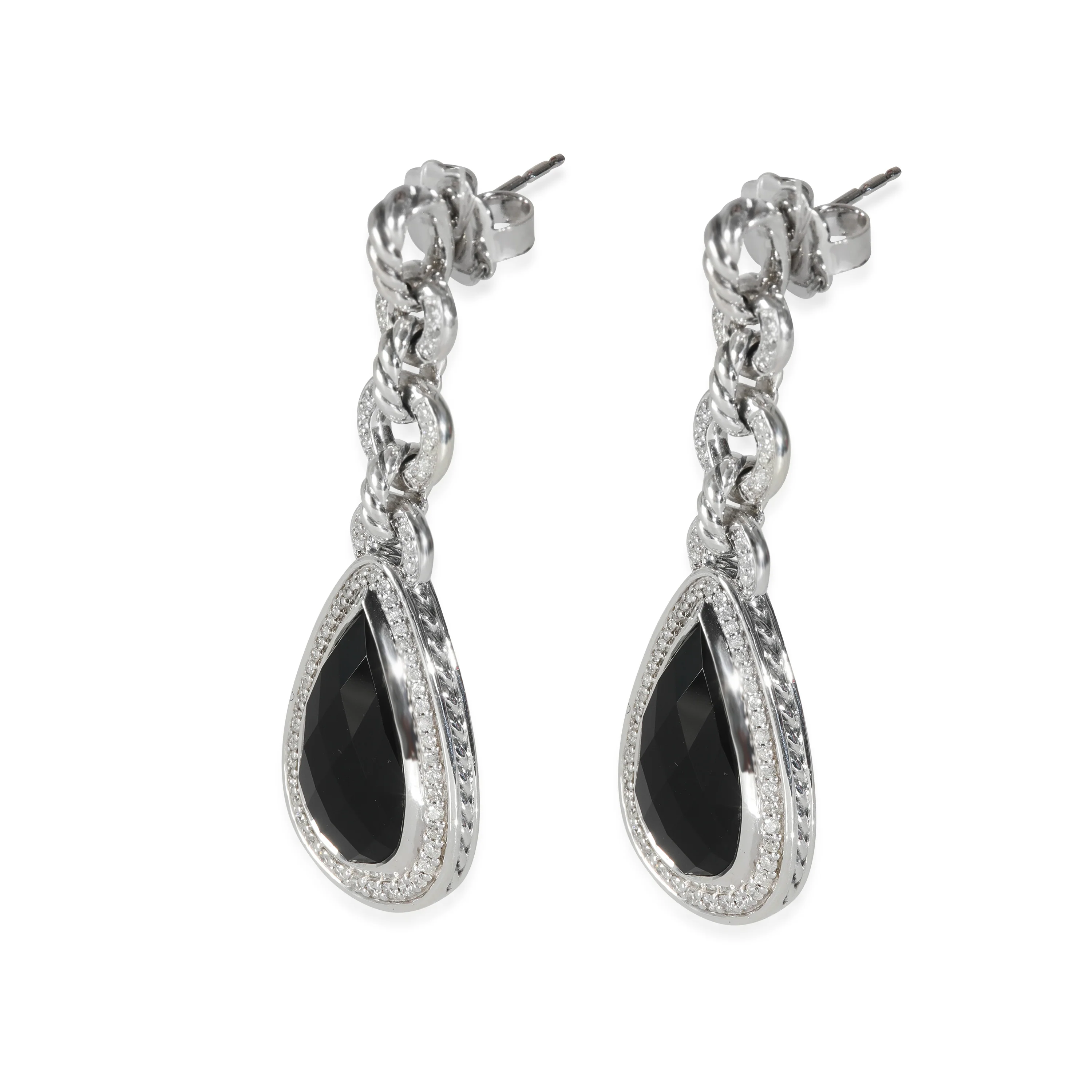 Onyx Diamond Earring in Sterling Silver 1.25 CTW - Image 2
