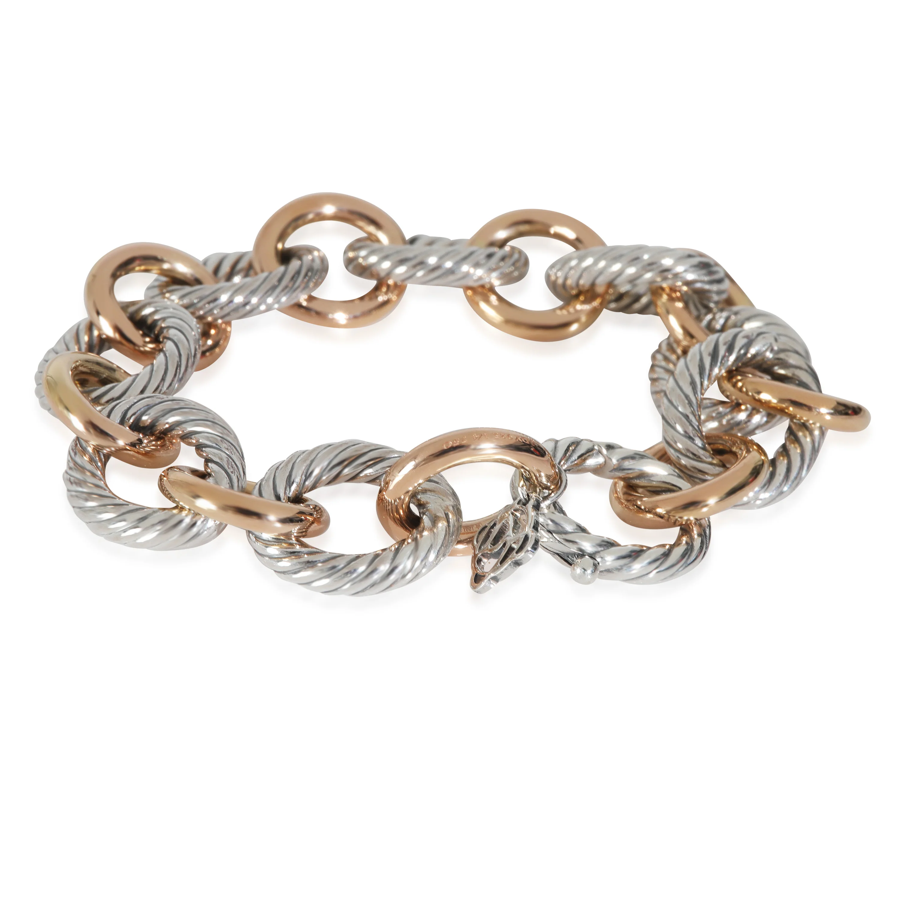 Oval Link Bracelet In 1/4 18K Rose Gold & Sterling Silver - Image 3