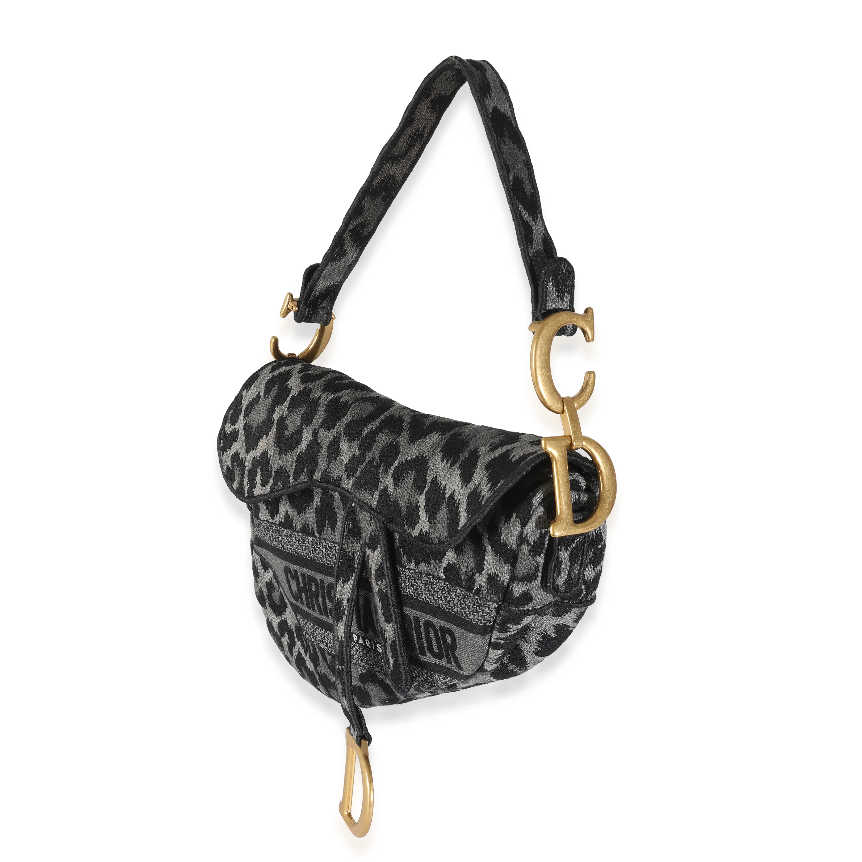 Grey Cheetah Mizza Embroidered Canvas Saddle - Image 2