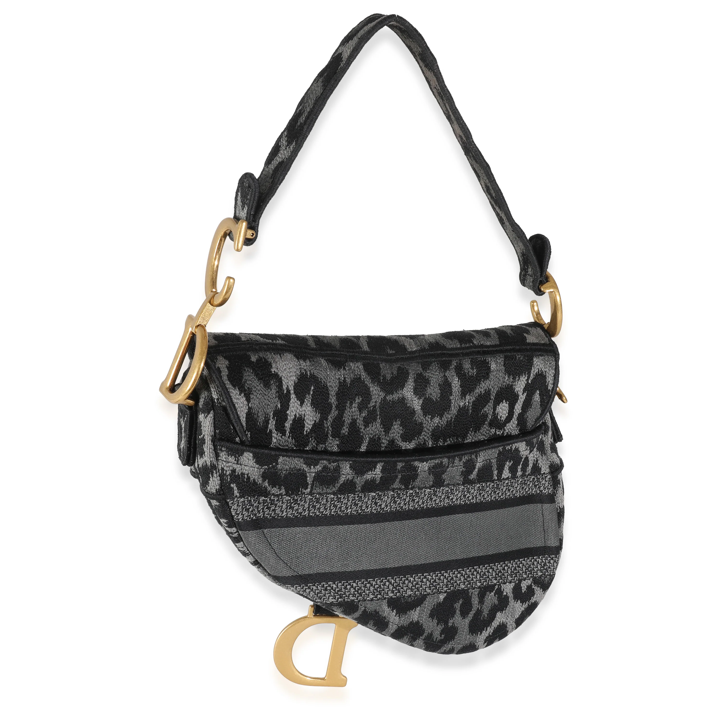 Grey Cheetah Mizza Embroidered Canvas Saddle - Image 3