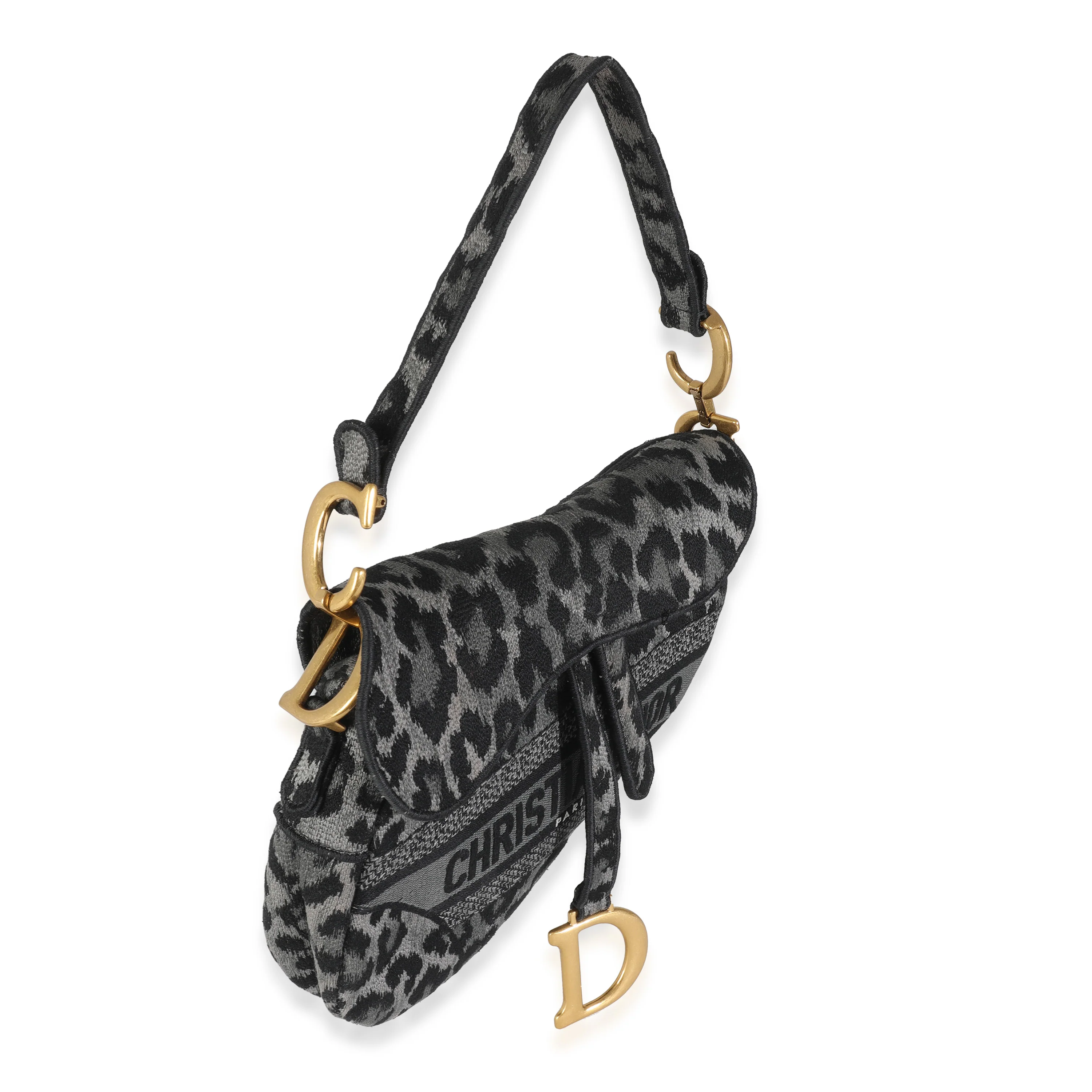 Grey Cheetah Mizza Embroidered Canvas Saddle - Image 4